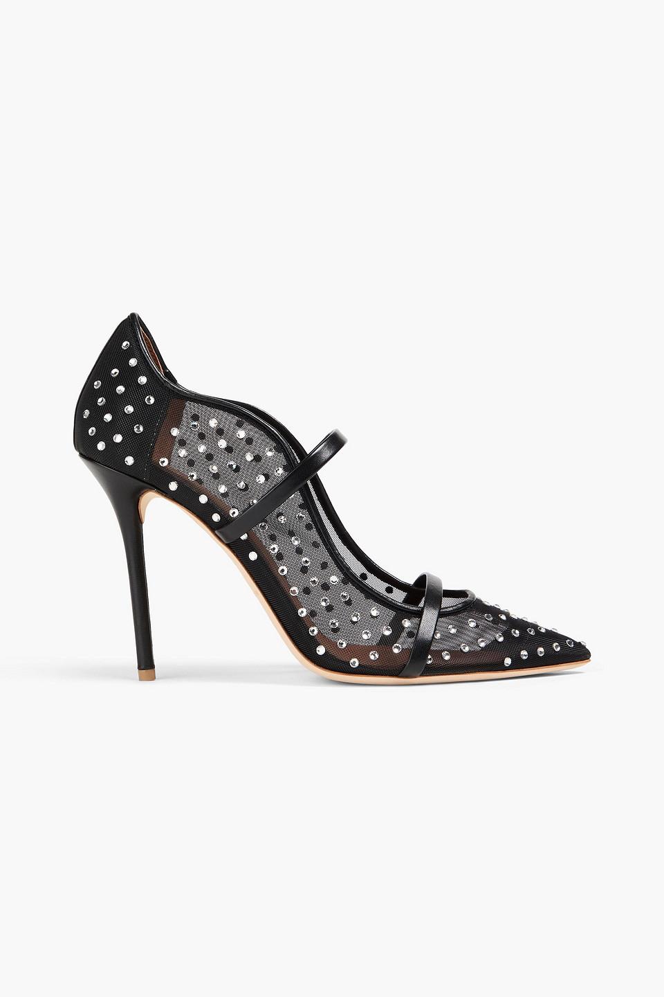 Malone Souliers Maureen 10 Crystal-embellished Mesh Pumps in Black