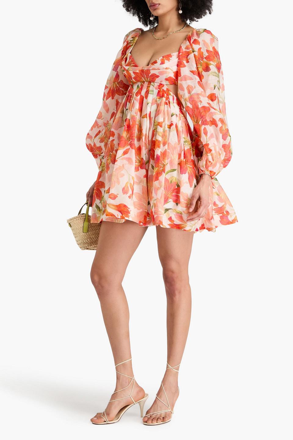 zimmermann pink cutout dress Zimmermann Prima Floating Cut Out Dress in Peach Floral