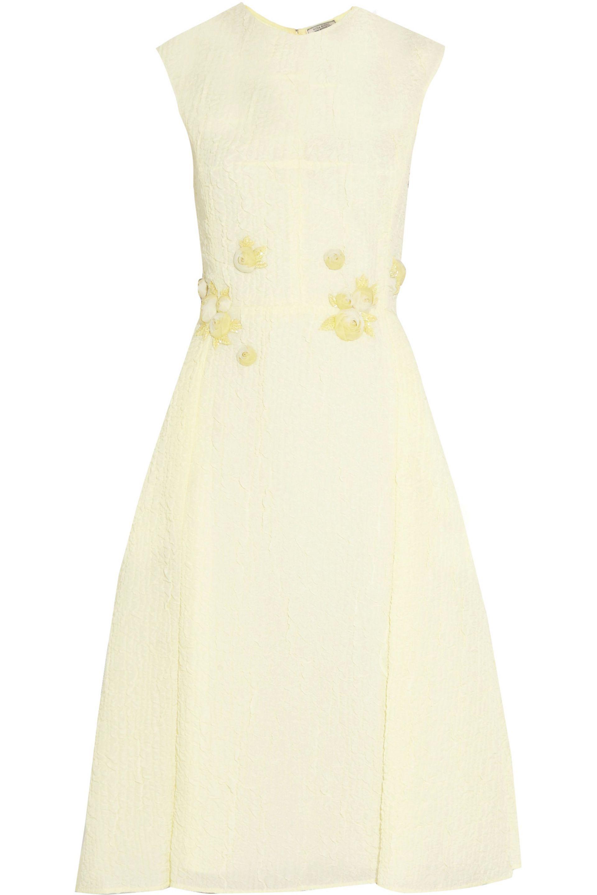 Lyst Nina Ricci Embellished Appliquéd Silkblend Cloqué Midi Dress