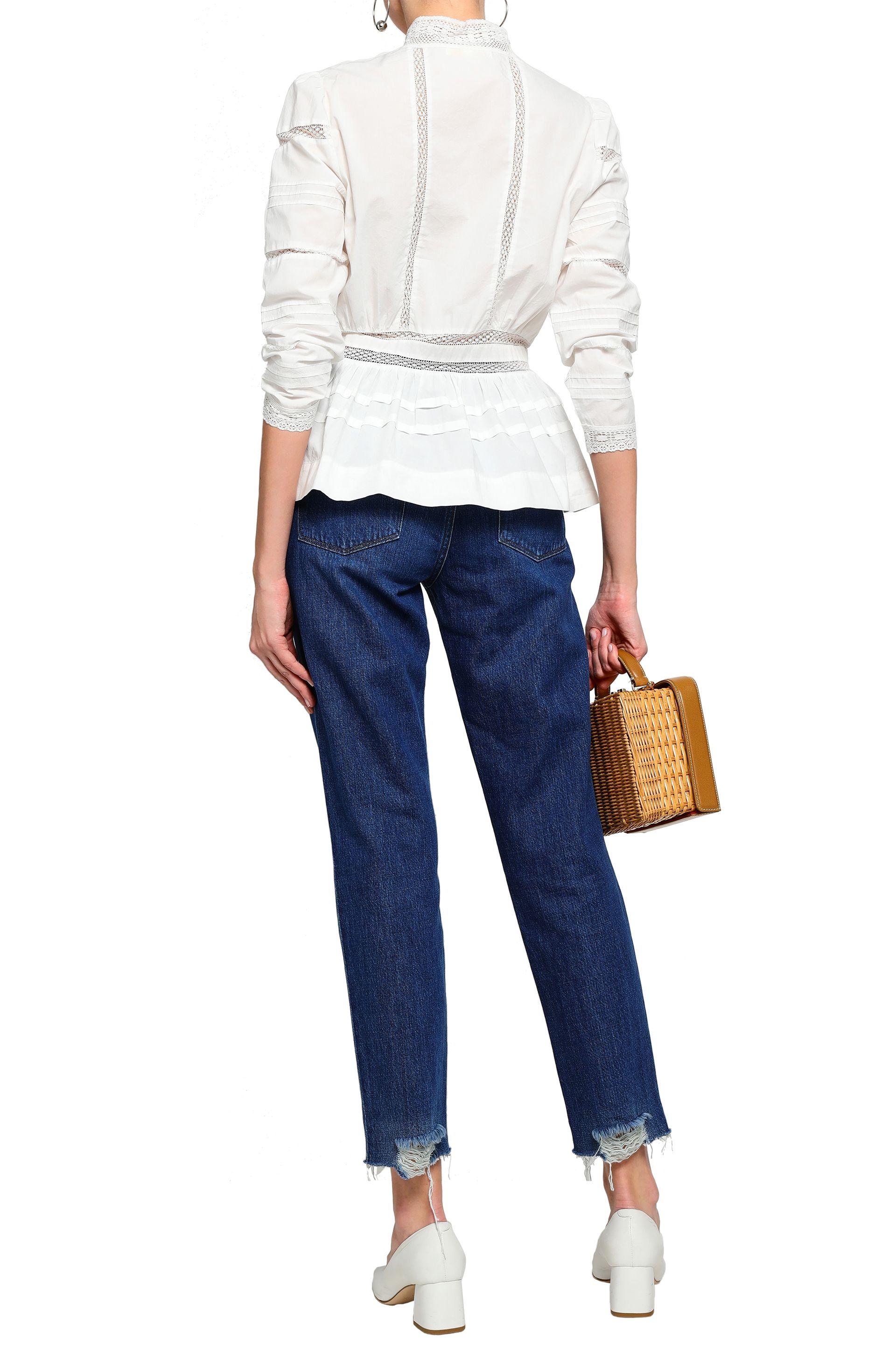 Maje Cotton-poplin Peplum Shirt White 