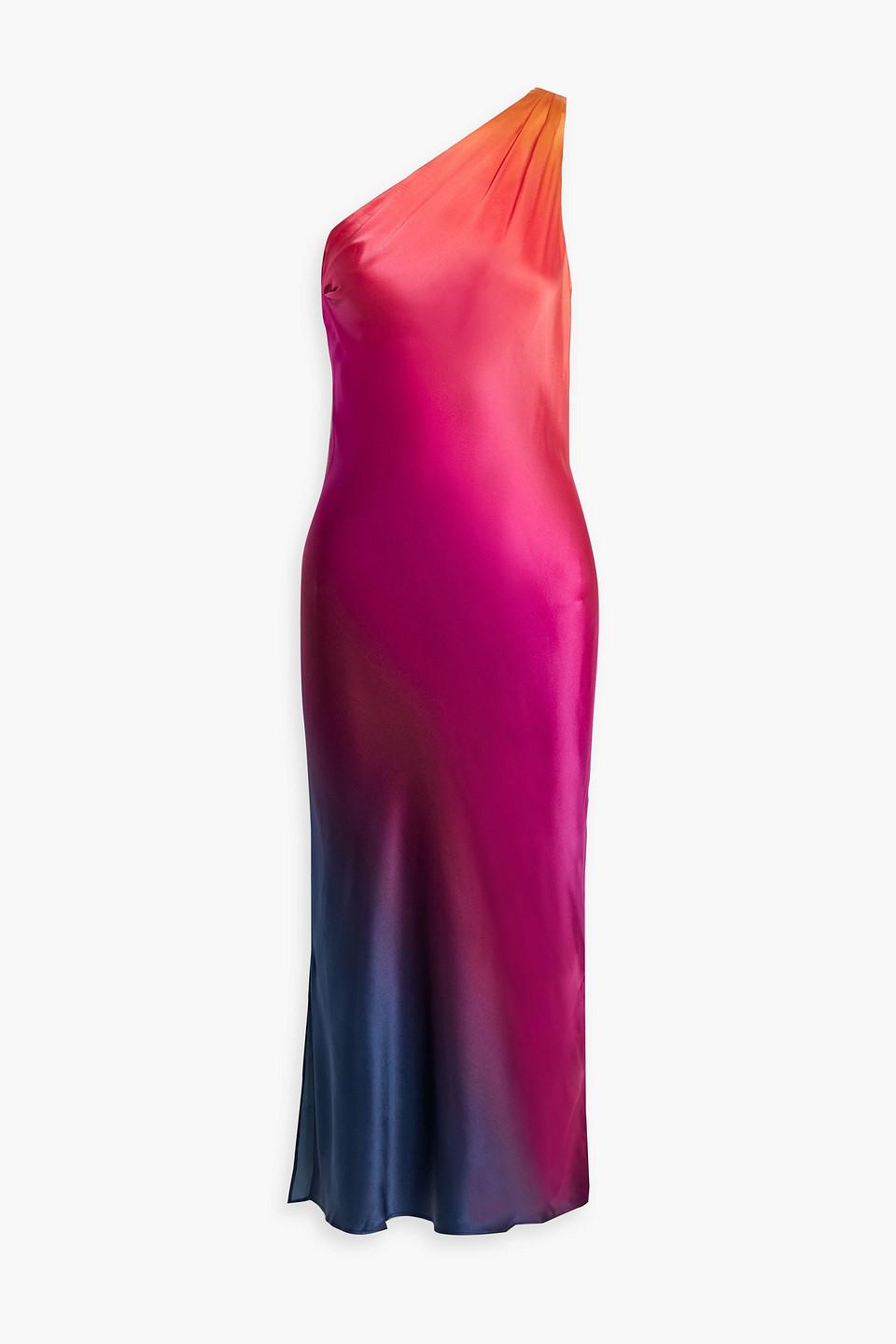 Cami NYC Anges One-shoulder Dégradé Silk-satin Midi Dress in Pink | Lyst
