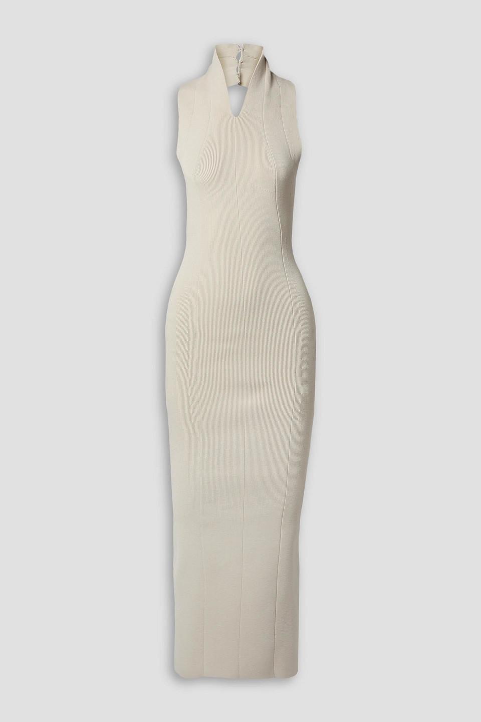 KHAITE Amalfi Stretch-knit Halterneck Maxi Dress in White | Lyst