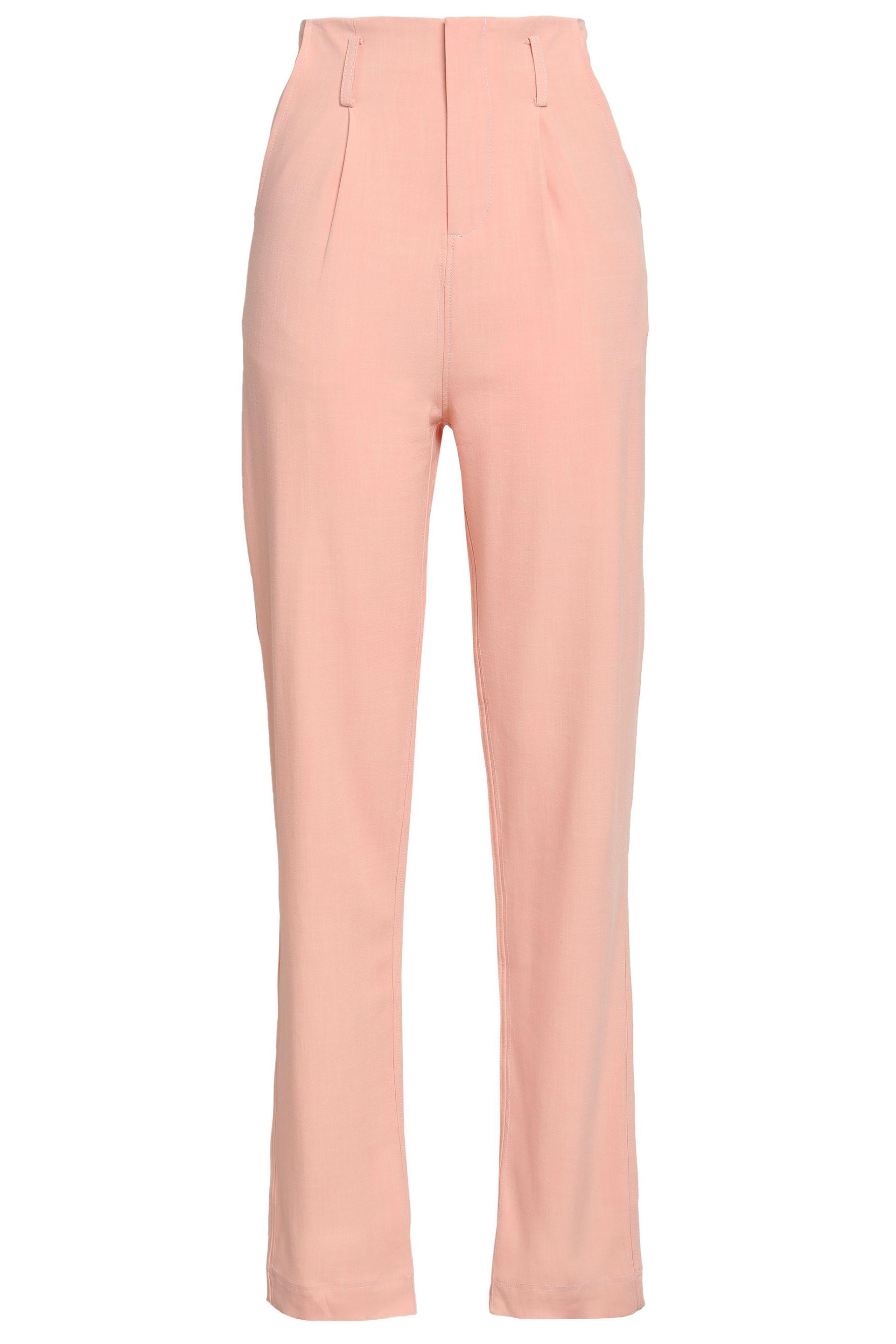 Paper London Woman North Pleated Woven Straight-leg Pants Pastel Pink ...