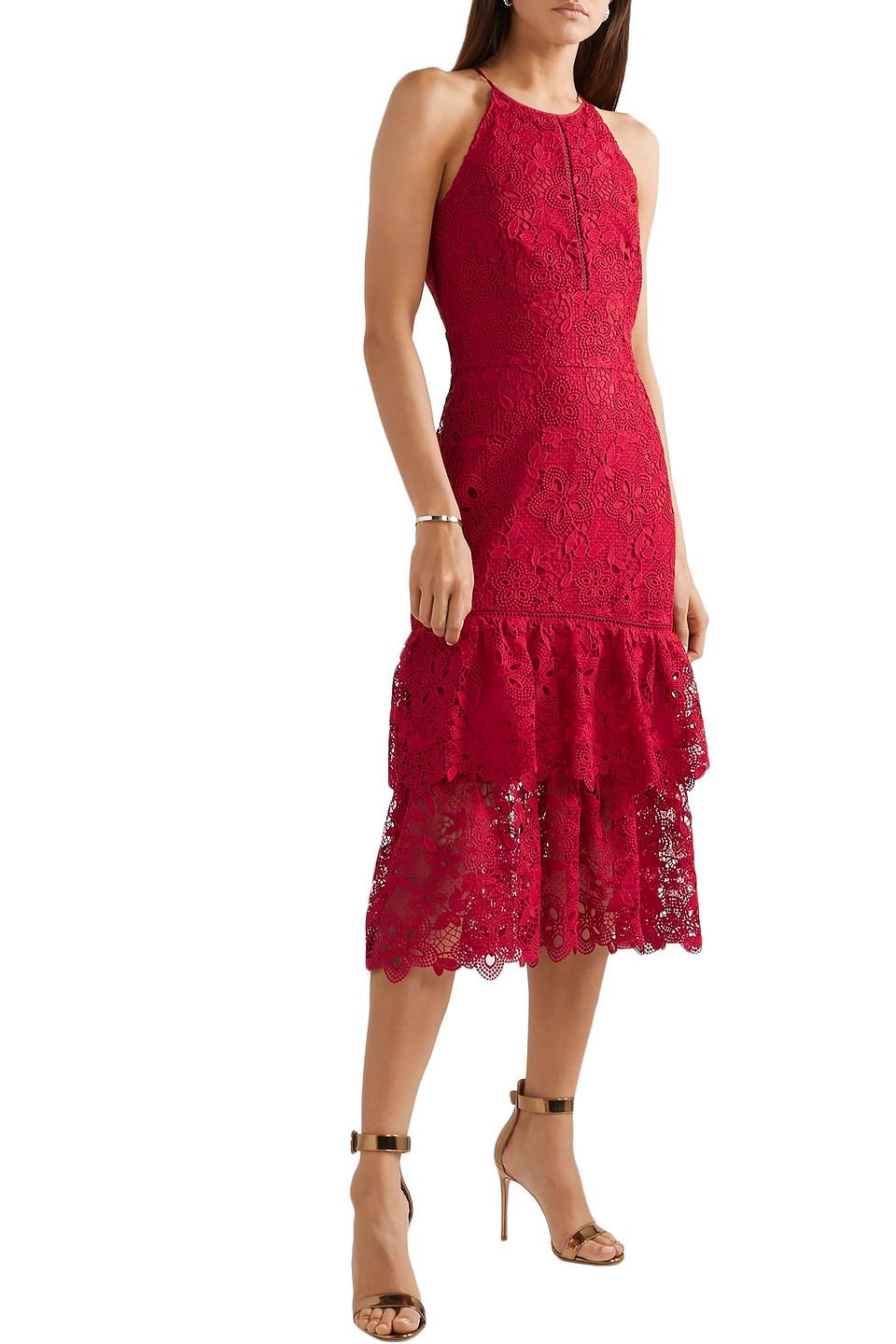 tiered guipure lace dress