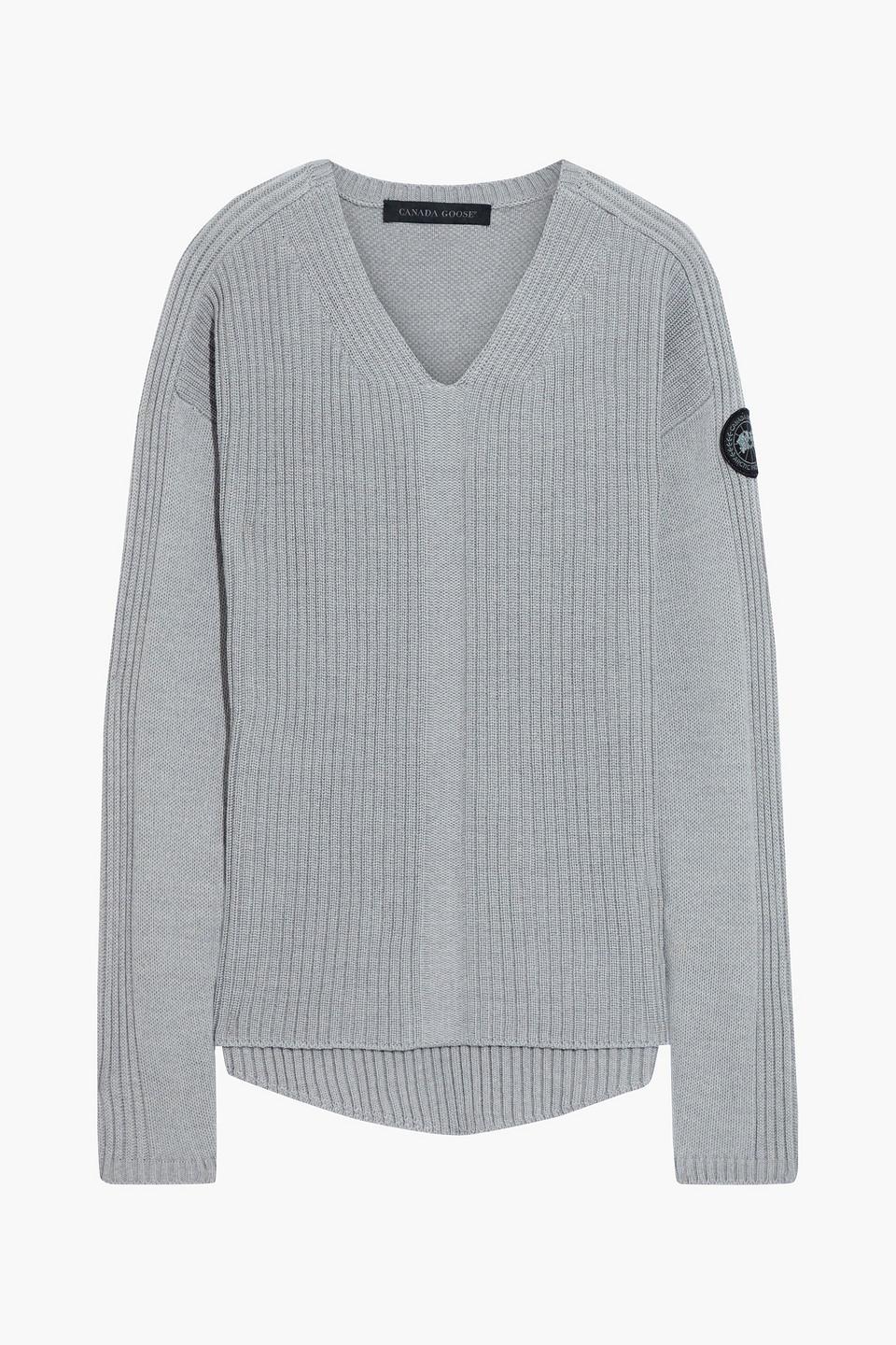 Canada Goose Kimberly Paneled Ribbed Merino Wool Sweater in Gray | Lyst