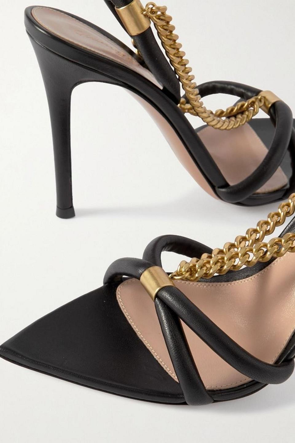 Gianvito Rossi Minerva 105 Chain embellished Leather Slingback Sandals in Metallic Lyst