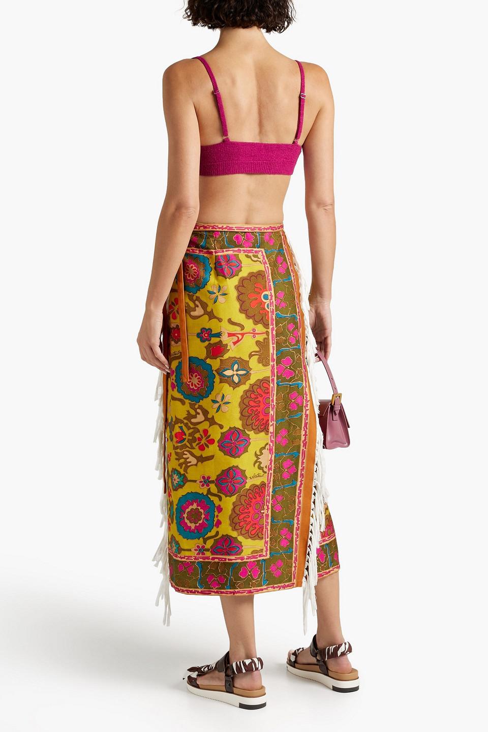 スカート VALENTINO PRINTED LINEN SKIRT Valentino EMBROIDERED COTTON AND LINEN SKIRT | REVERSIBLE