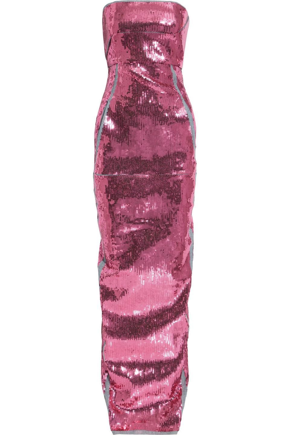 Rick Owens Strapless Pleated Sequined 