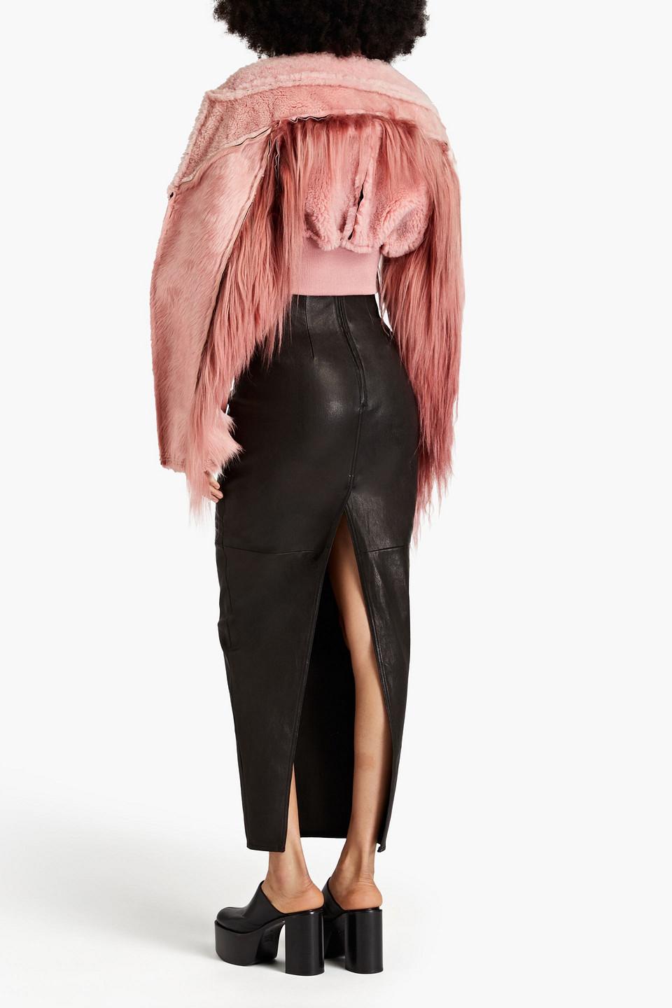 Rick Owens Cropped Shearling Jacket in Pink Lyst