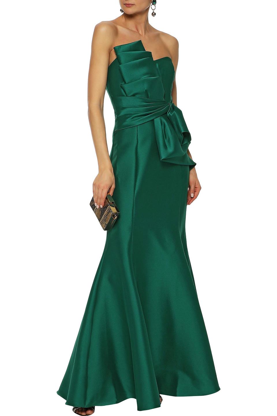 badgley mischka strapless bow front gown