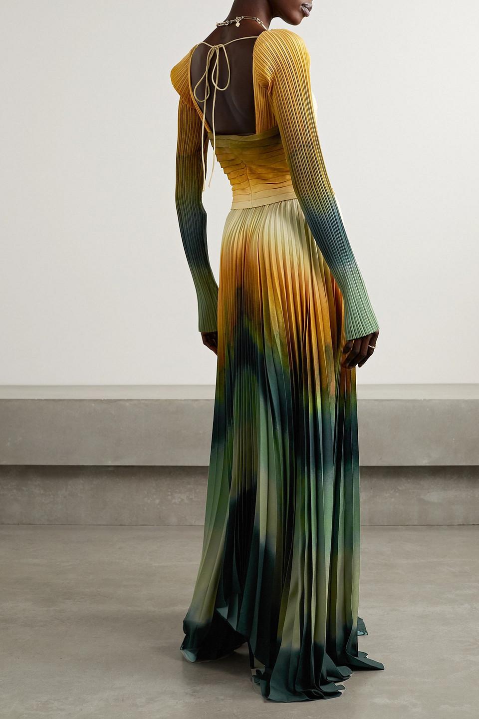 altuzarra green dress Dark Emerald Green Evening Dresses Long Sleeve Beaded Prom Dress 20080   Viniodress