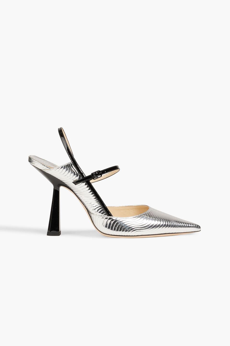 Jimmy Choo Ray 100 Embossed Mirrored-leather Pumps in Metallic | Lyst