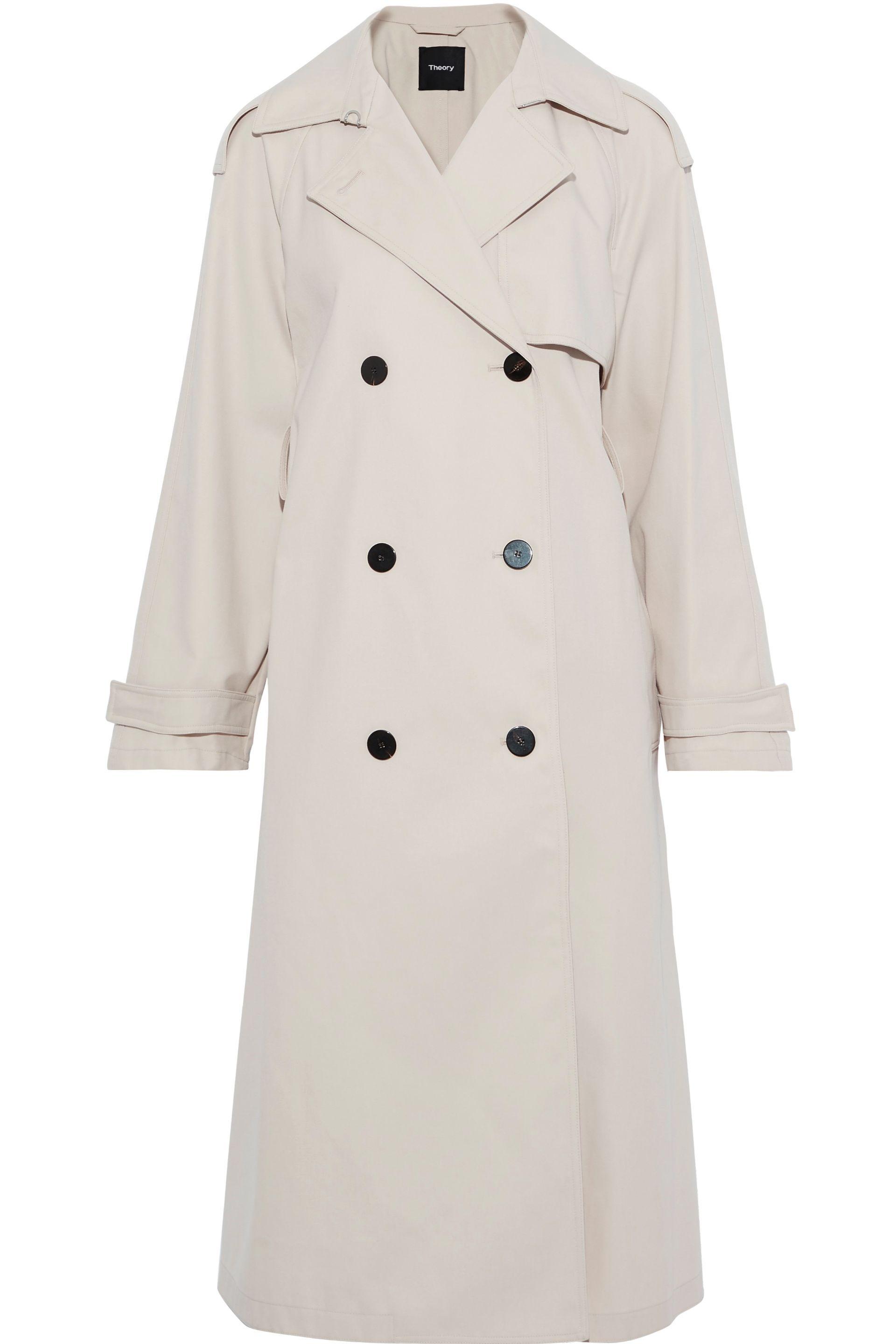 Theory Synthetic Gabardine Trench Coat Ivory in White - Lyst