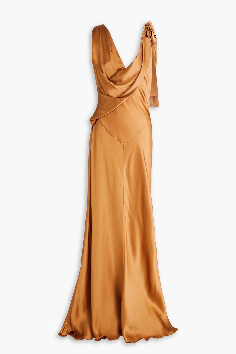A FERRETTI PRINTED EVENING DRESS ドレス Glossy velvet one-shoulder dress with extra fabric | Alberta