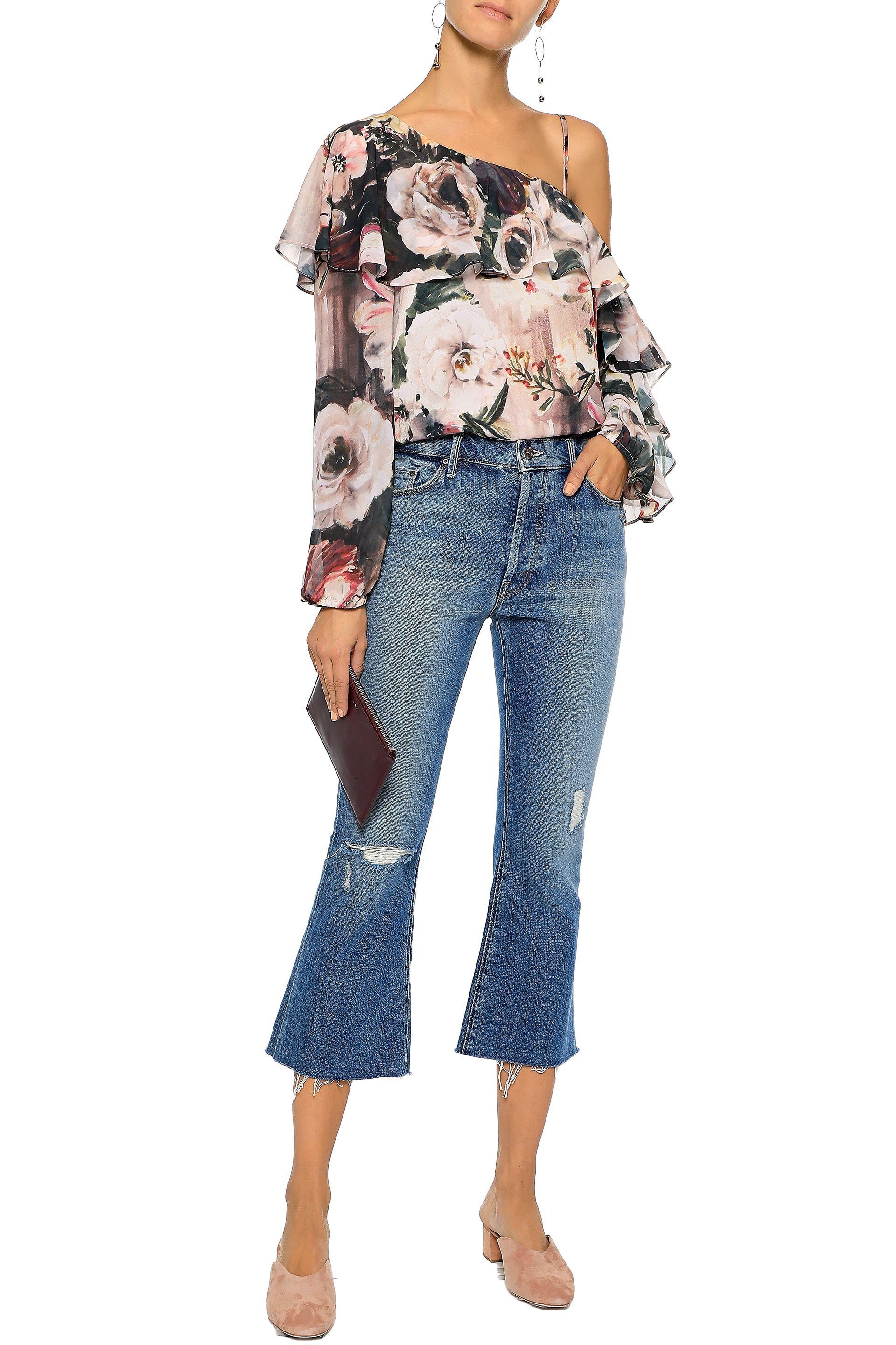 one shoulder chiffon top