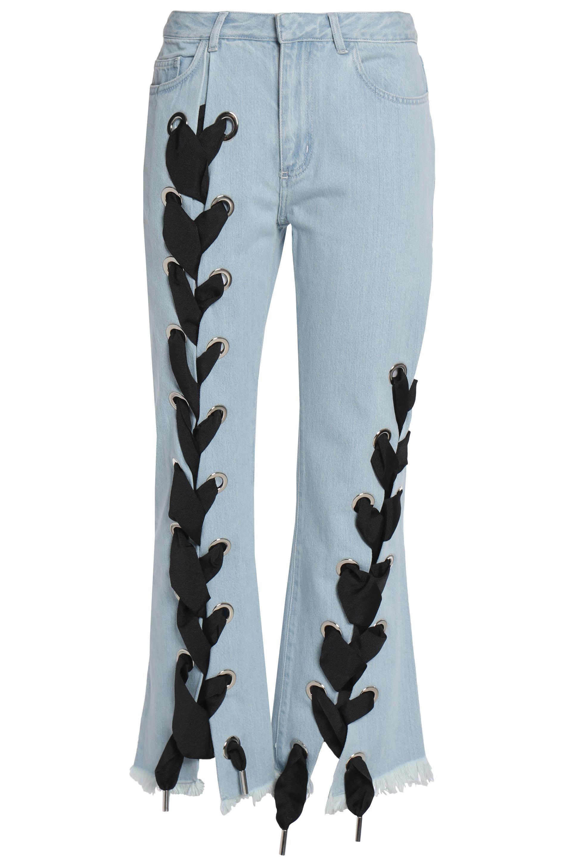 Marques'Almeida Lace-up Flared Jeans Light Denim in Blue | Lyst Australia