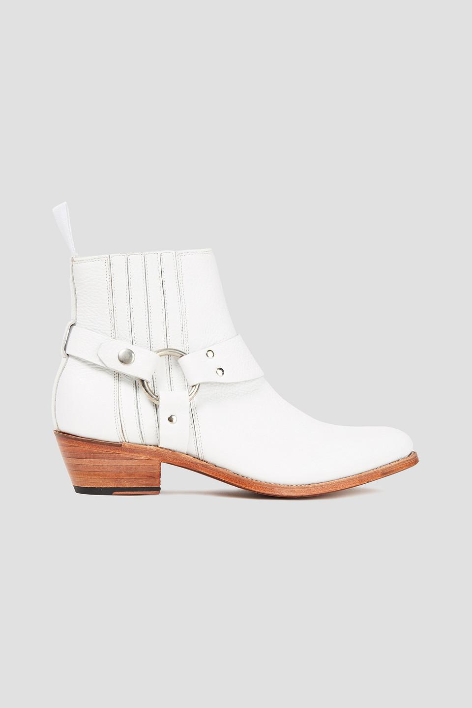 Grenson Marley Ring-embellished Pebbled-leather Ankle Boots in White | Lyst