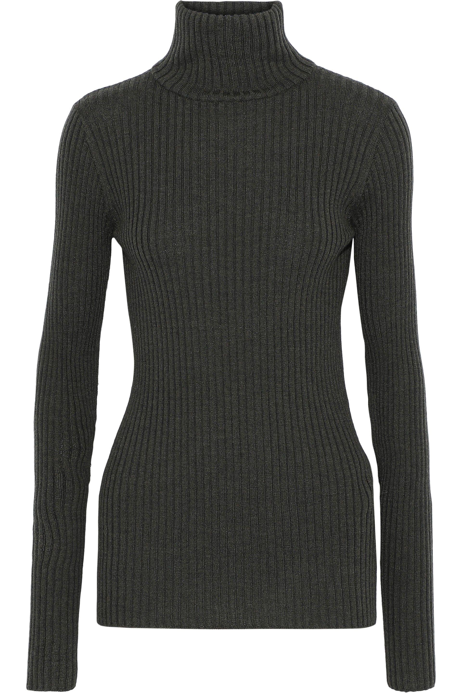IRO Ribbed Wool Turtleneck Sweater Army Green Lyst