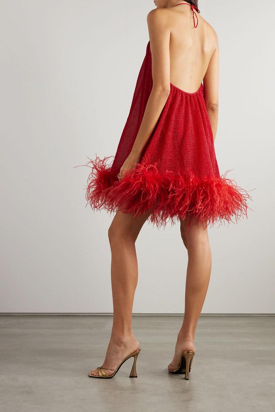 ellerie feather knit mini dress Frame cream knit feather