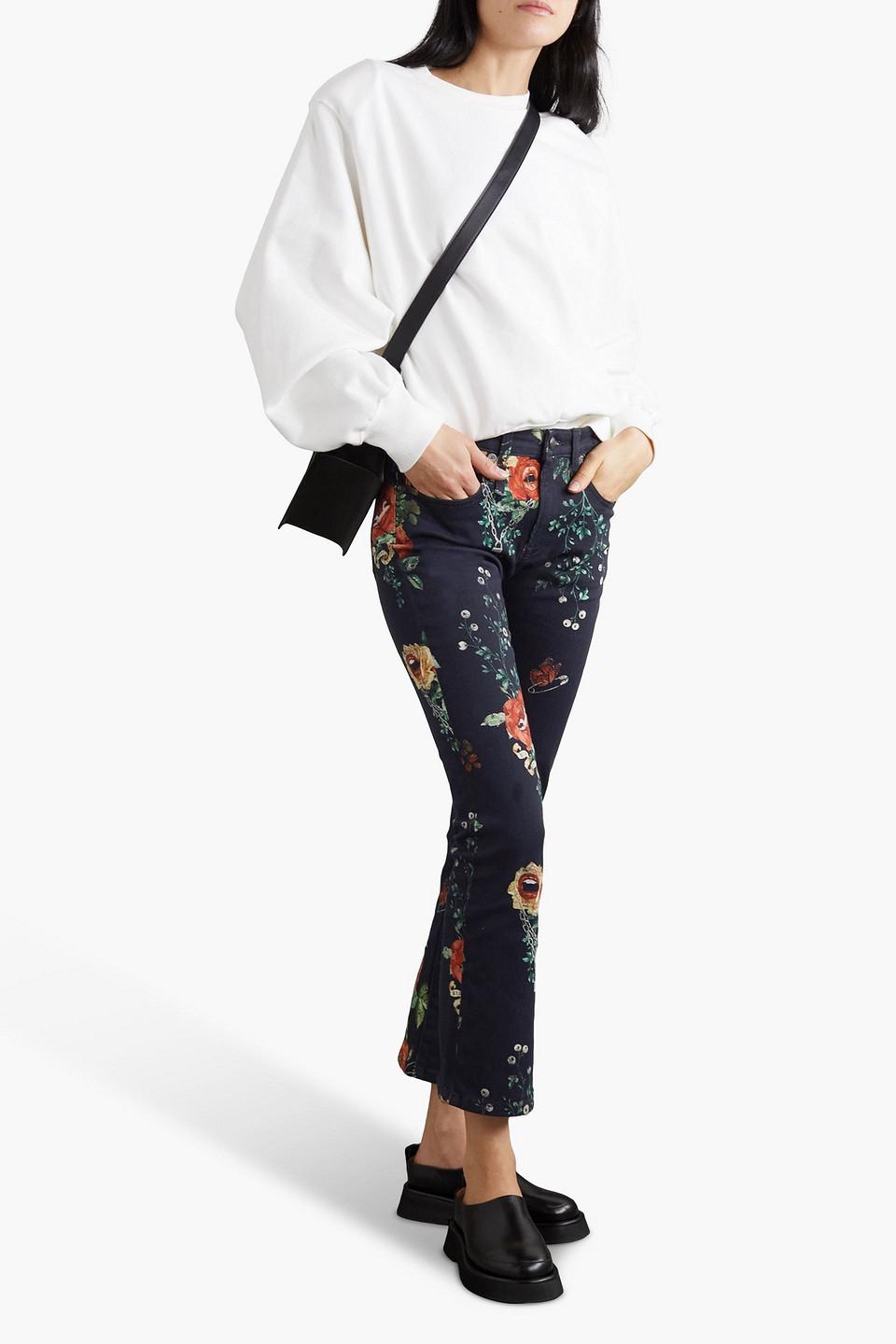 Kick Fit Floral print Mid rise Flared Jeans