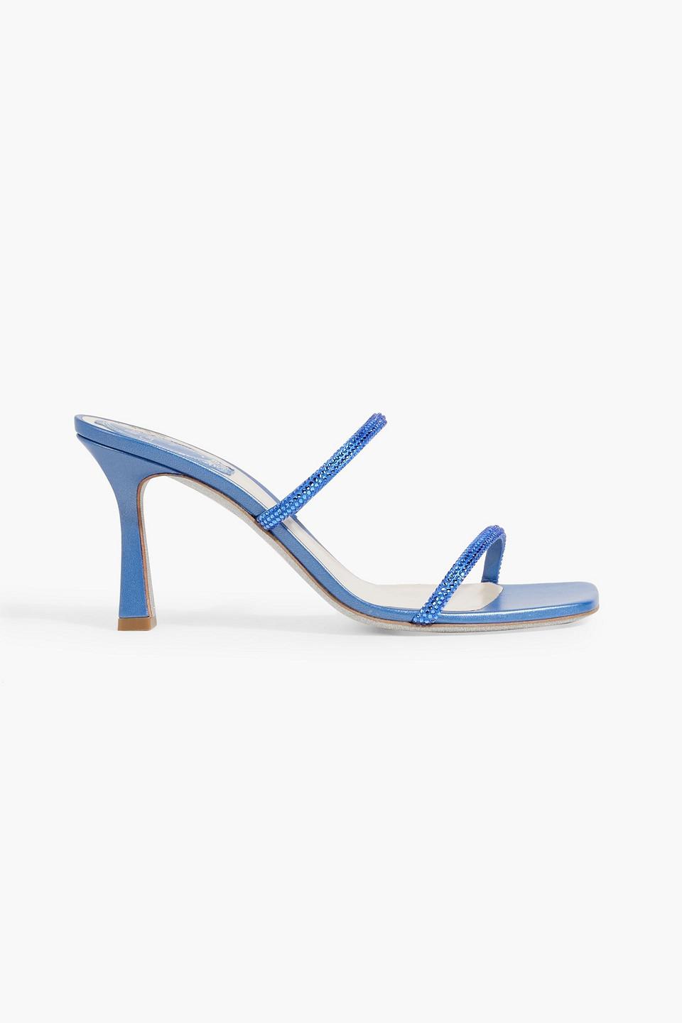 Rene Caovilla Bessie Crystal-embellished Satin Sandals in Blue | Lyst