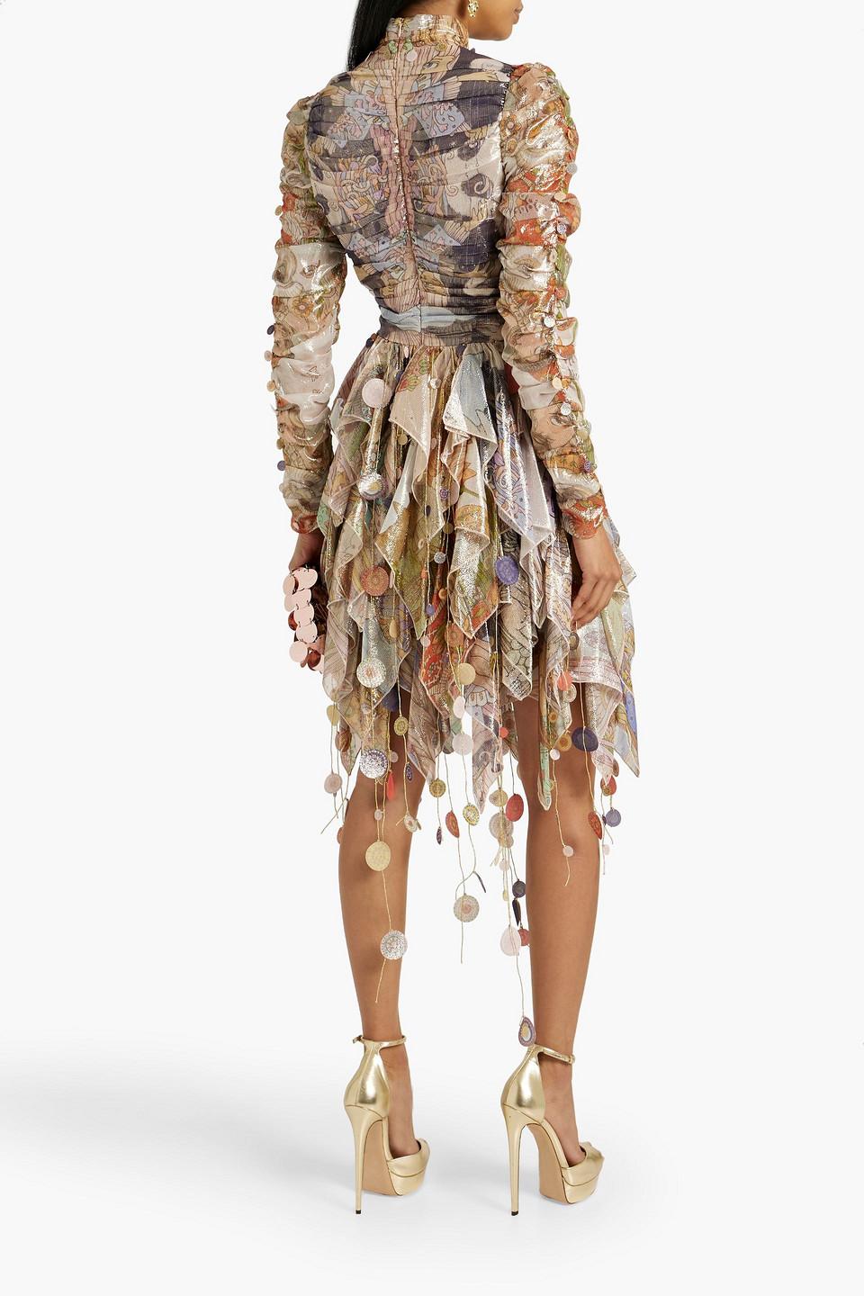 white christmas dresses Brighton tiered floral-print silk-georgette dress – LangShop