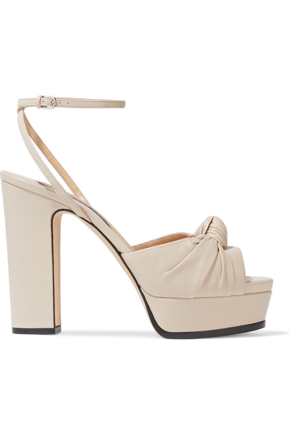 Sergio Rossi Kaia Knotted Leather Platform Sandals in Natural | Lyst