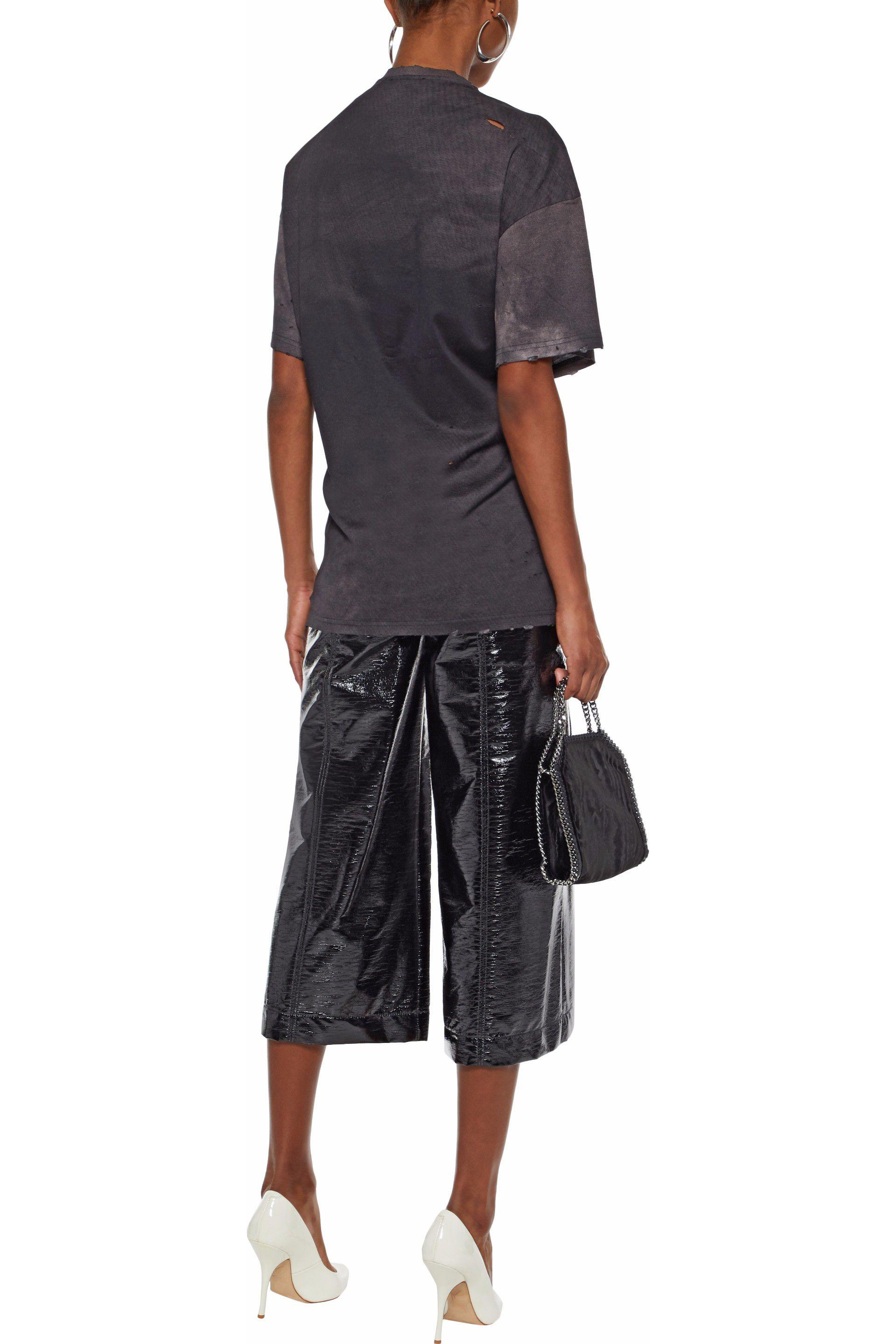 Balmain Distressed Printed Cotton-jersey T-shirt in Black ...