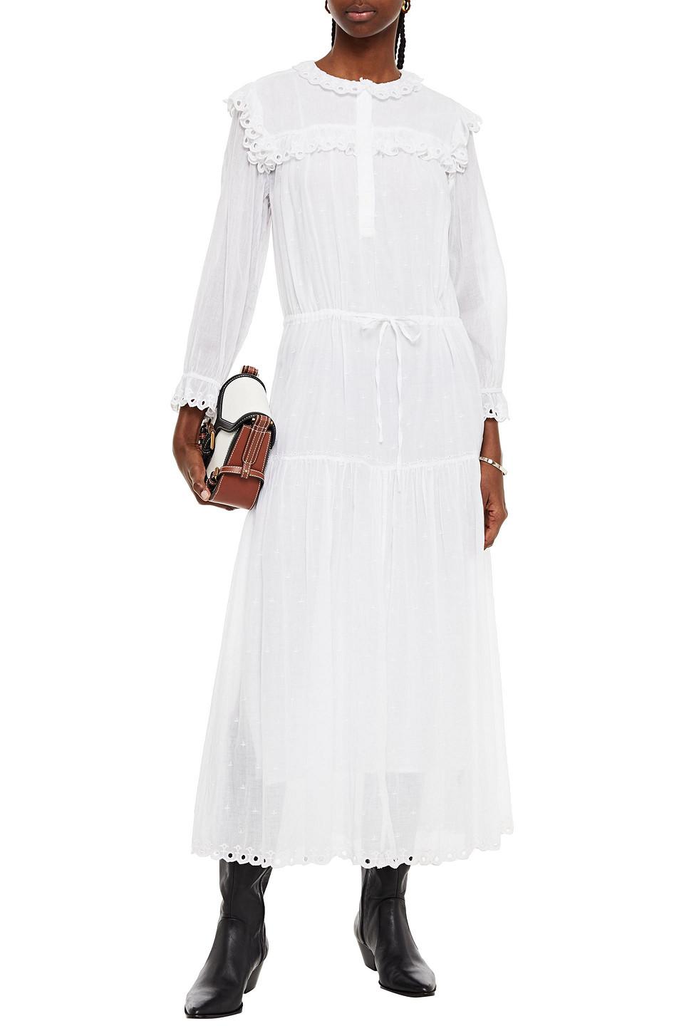 Étoile Isabel Marant Embroidered Gathered Cotton-voile Midi Dress 
