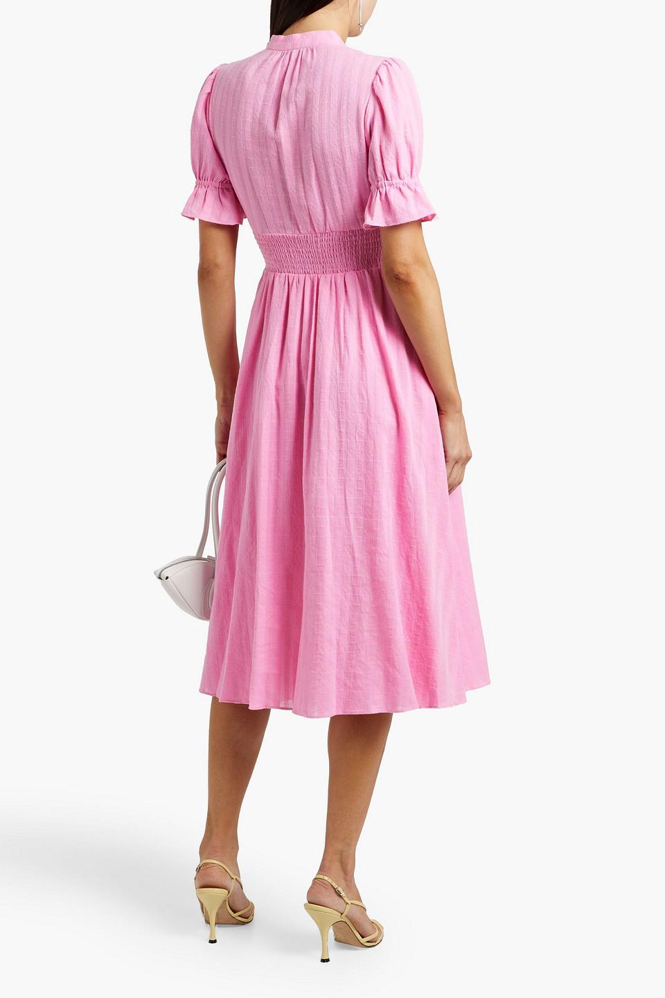 erica cotton midi dress Diane von Furstenberg Erica Cotton-Jacquard Midi Dress in Pink