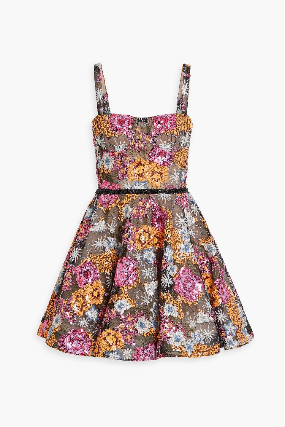sachin and babi light blue dress Bronx and Banco Dahlia Strapless Floral-Embroidered Sequin Gown