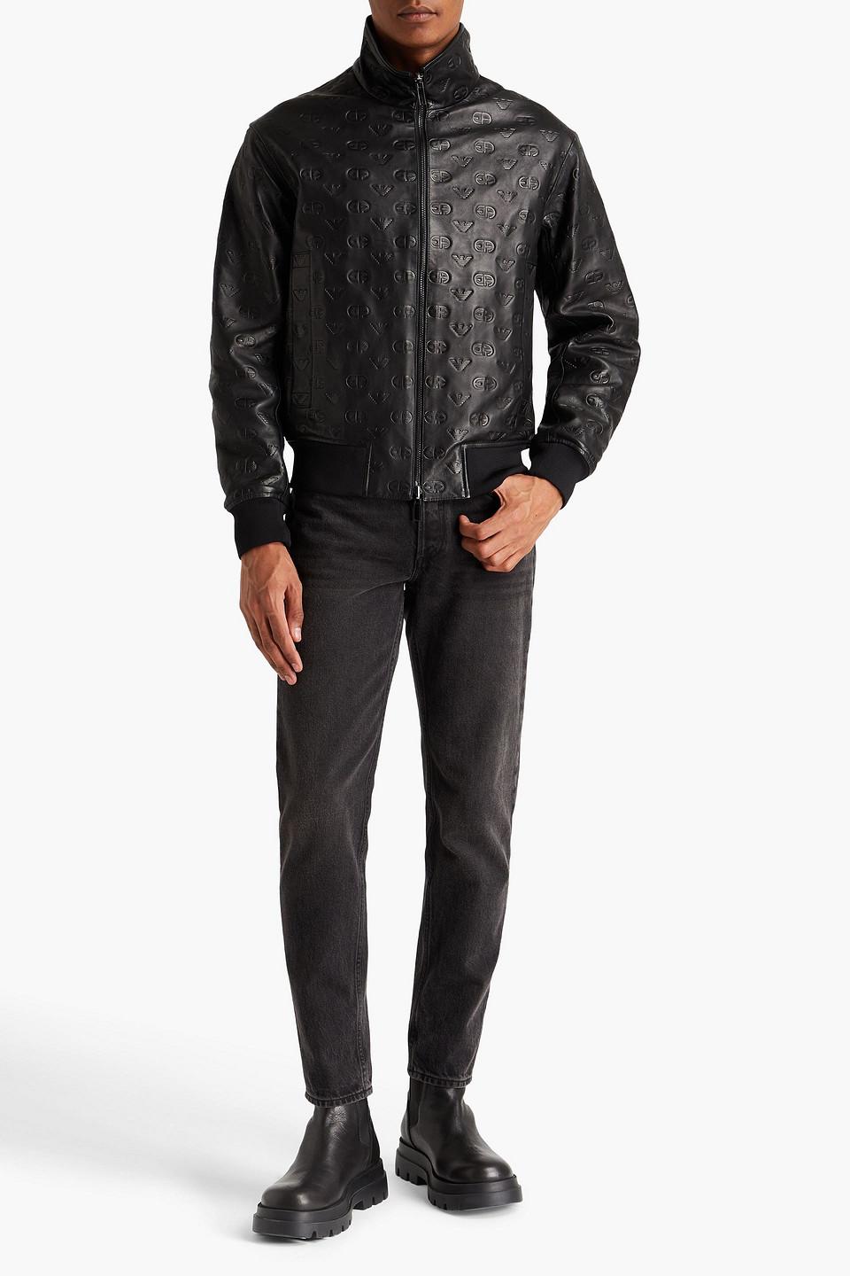 Emporio Armani Embossed Leather Jacket in Black for Men | Lyst UK Emporio Armani Embossed Leather Jacket in Black for Men | Lyst UK