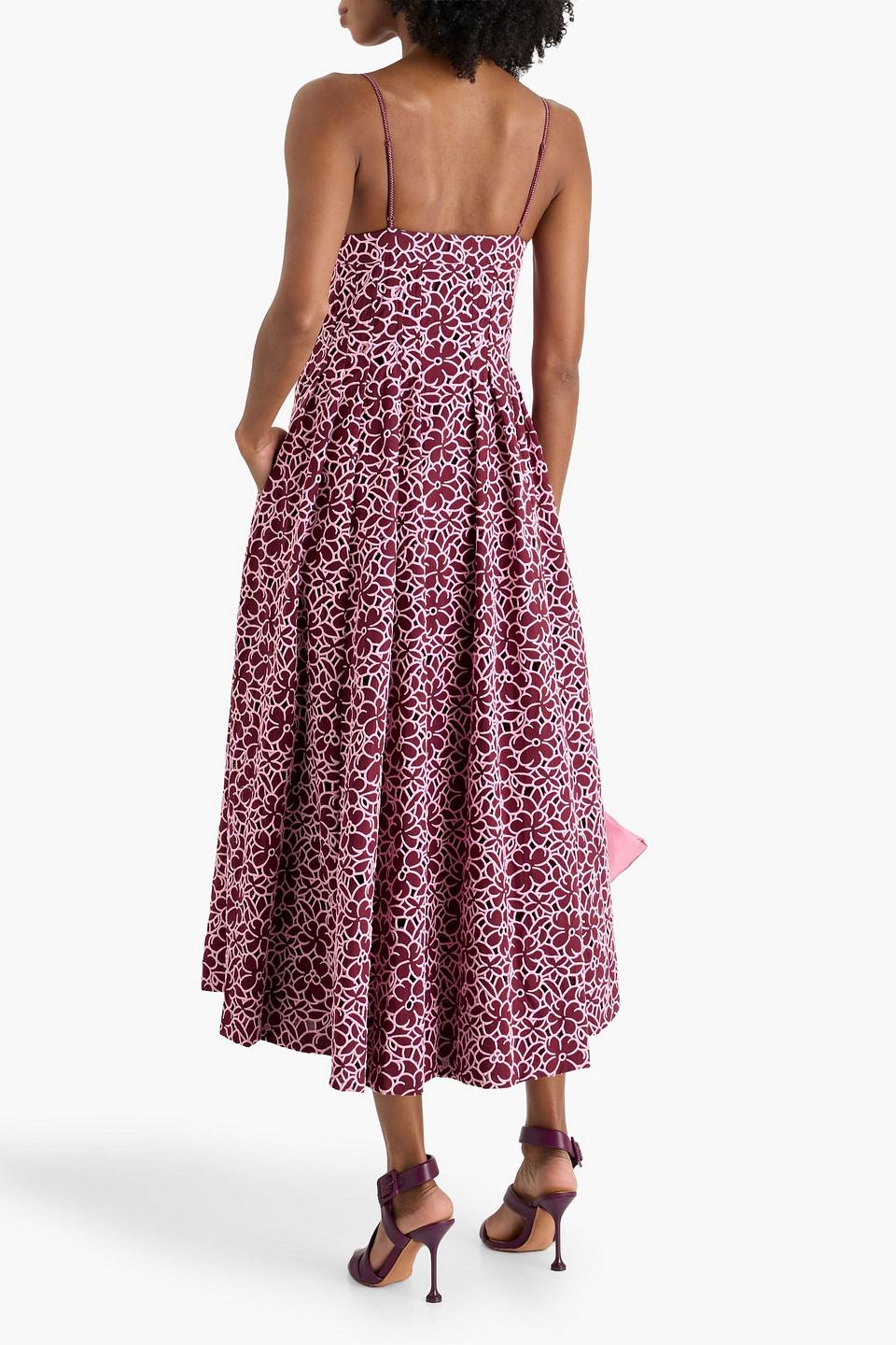 Jonathan Simkhai Kittiya Pleated Broderie Anglaise Cotton Midi Dress in  Purple | Lyst
