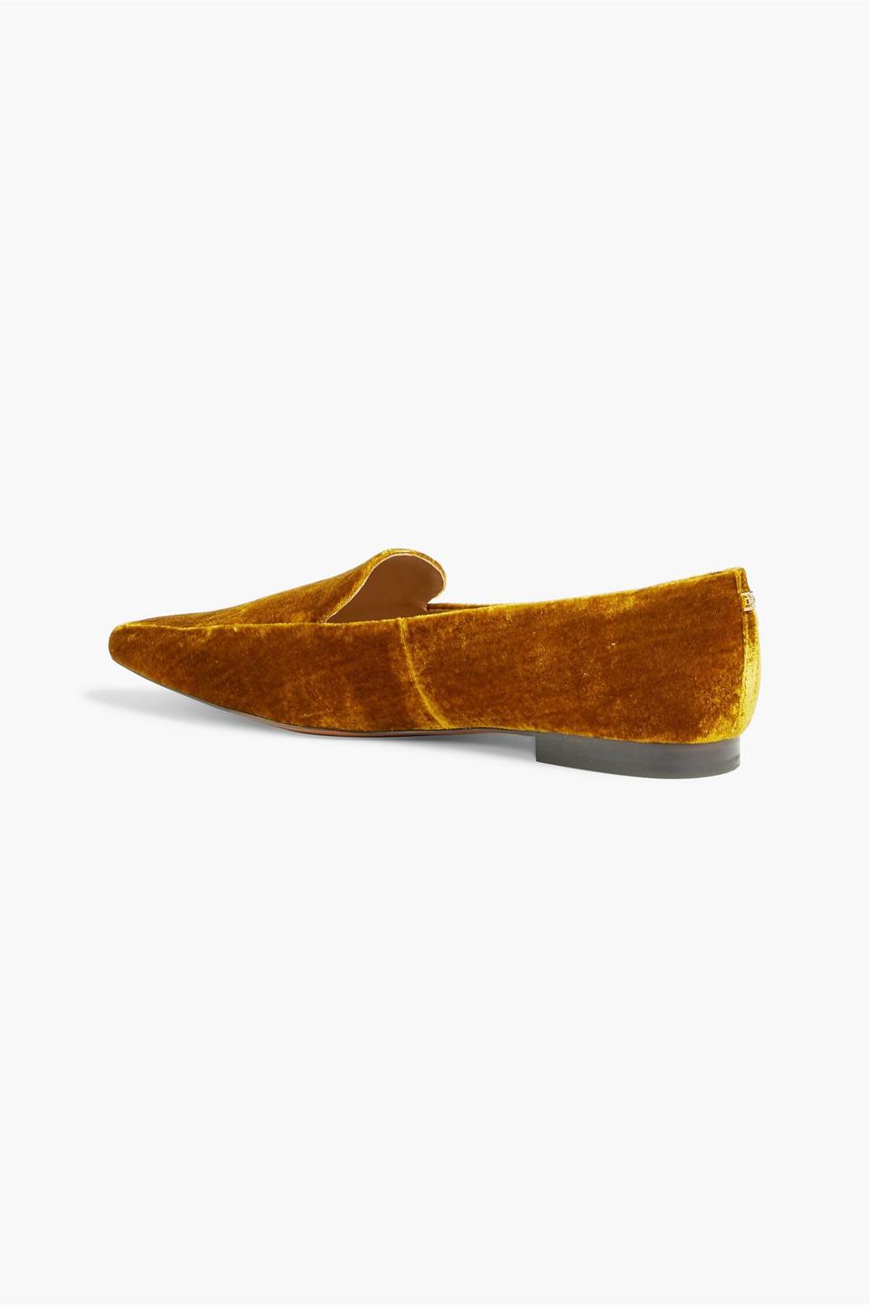 Yellow velvet store loafers