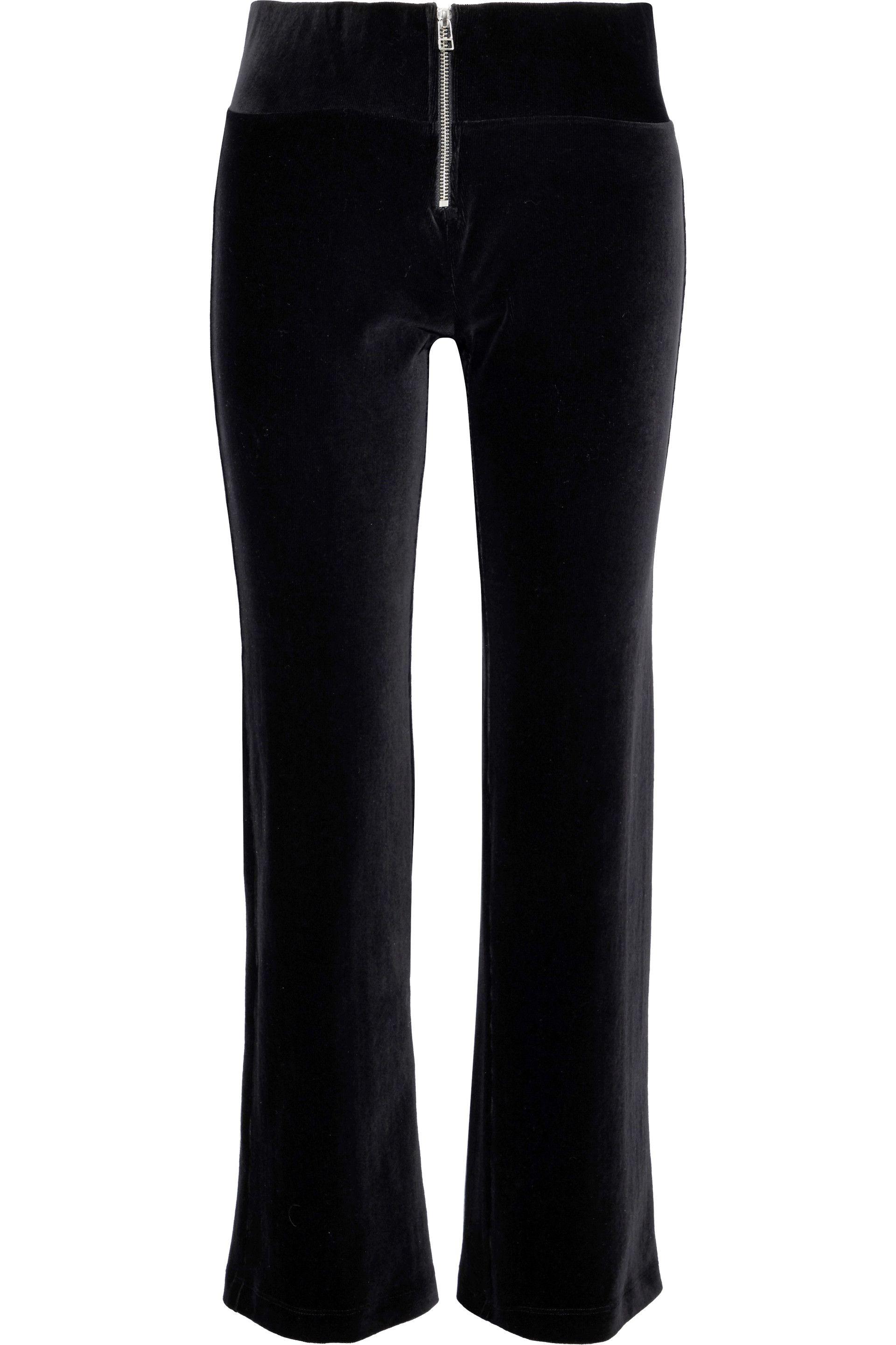 Enza Costa Cotton-blend Velvet Straight-leg Pants Black - Lyst