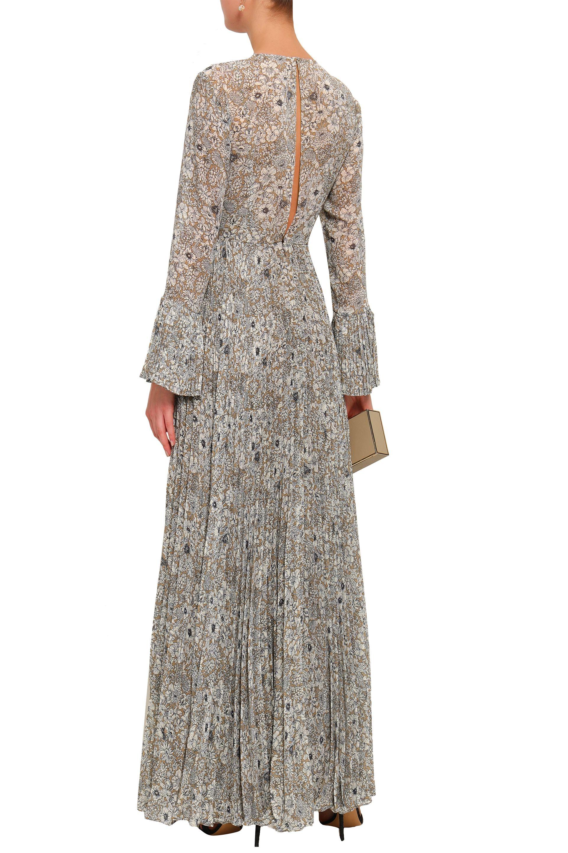 pleated long sleeve gown