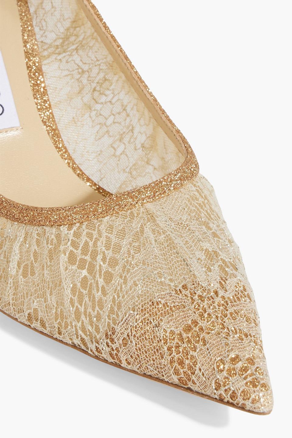 Jimmy Choo Love 65 Lace And Leather Pumps in Metallic Lyst