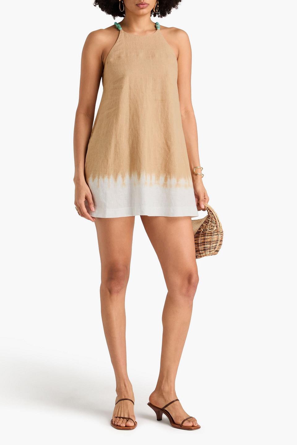 staud cabo linen dress Buy Staud Neutral Cabo Dip-dye Mini Dress in Linen For Women Online