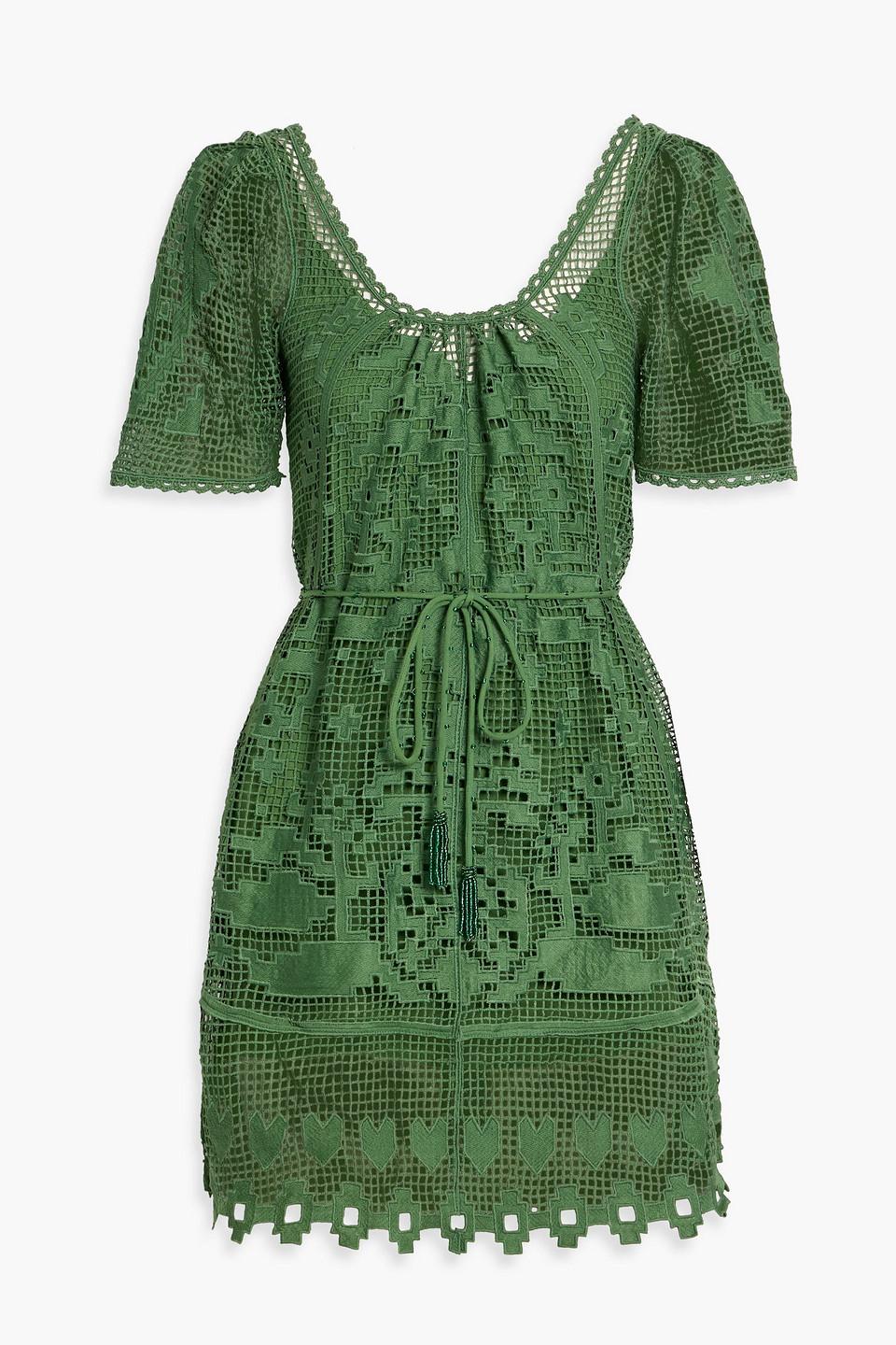 farm rio green crochet dress Farm Rio Green Flowering Garden Tree Mini Dress – Narcissus Gainesville main image 0