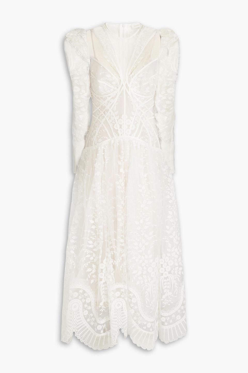 Zimmermann Embroidered Tulle Maxi Dress in White Lyst