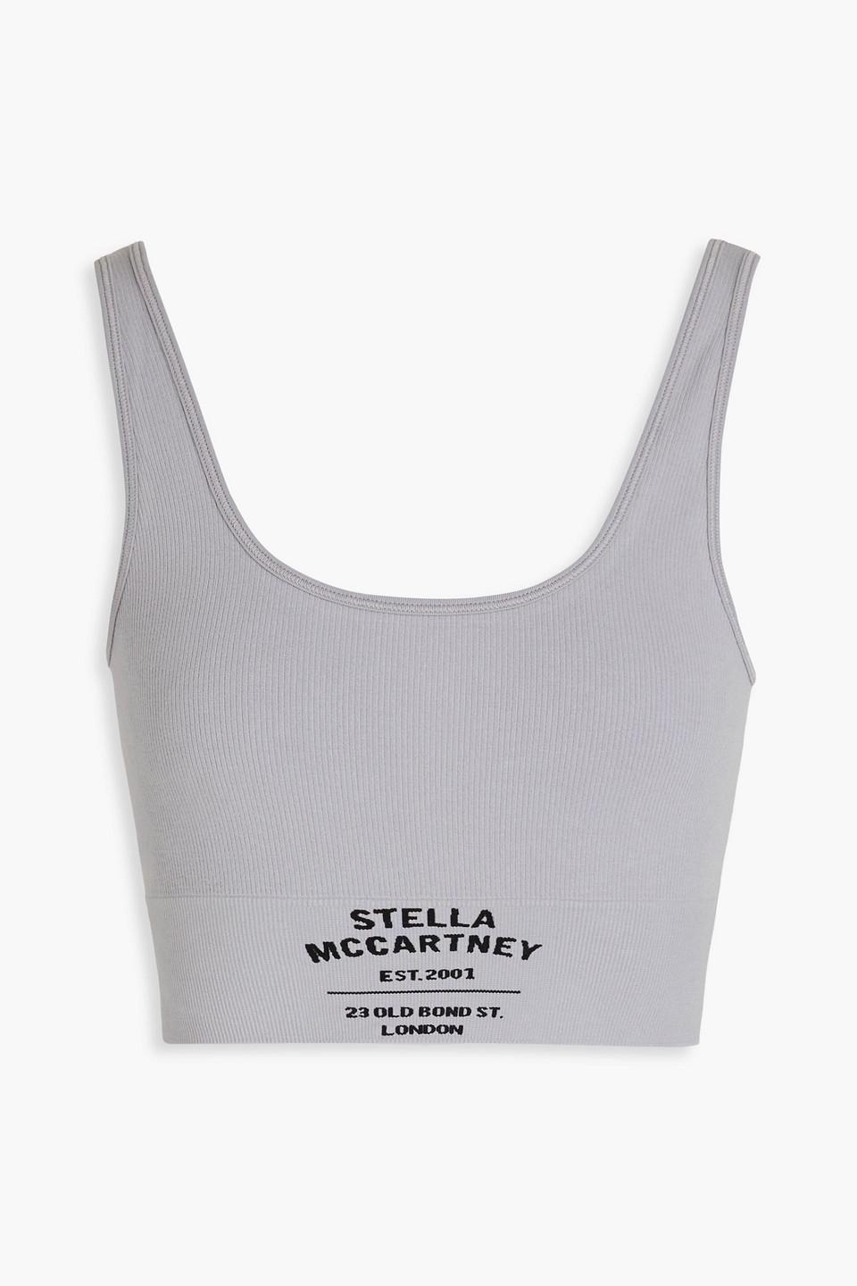 Tシャツ・カットソー STELLA MCCARTNEY GREY STRETCH WOOL BLEND TOP TrueStrength knit crop top in grey - Adidas By Stella Mc