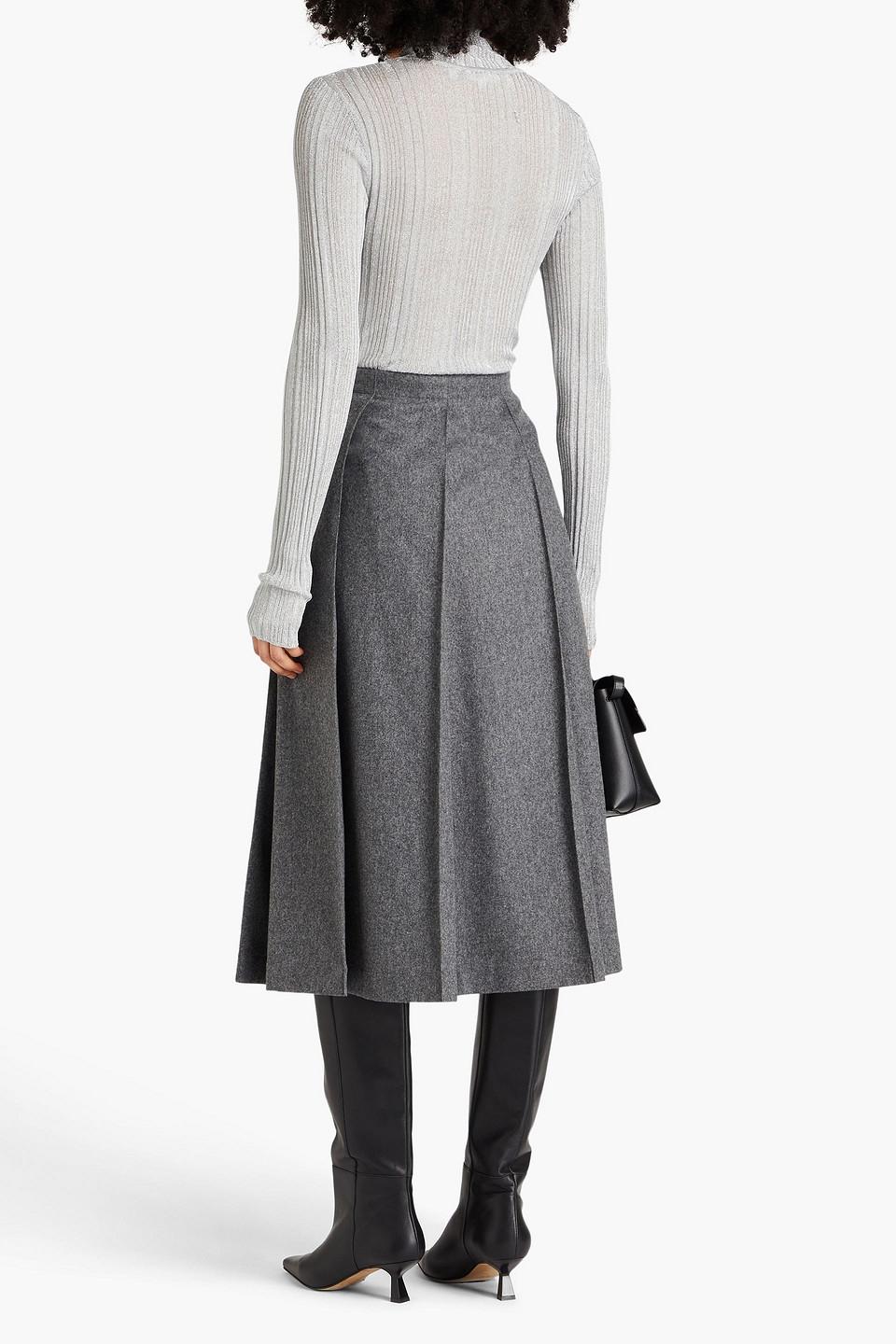 スカート Jil Sander Midi Wool Canvas Skirt With Pleated Design Jil Sander Midi Wool Canvas Skirt With Pleated Design
