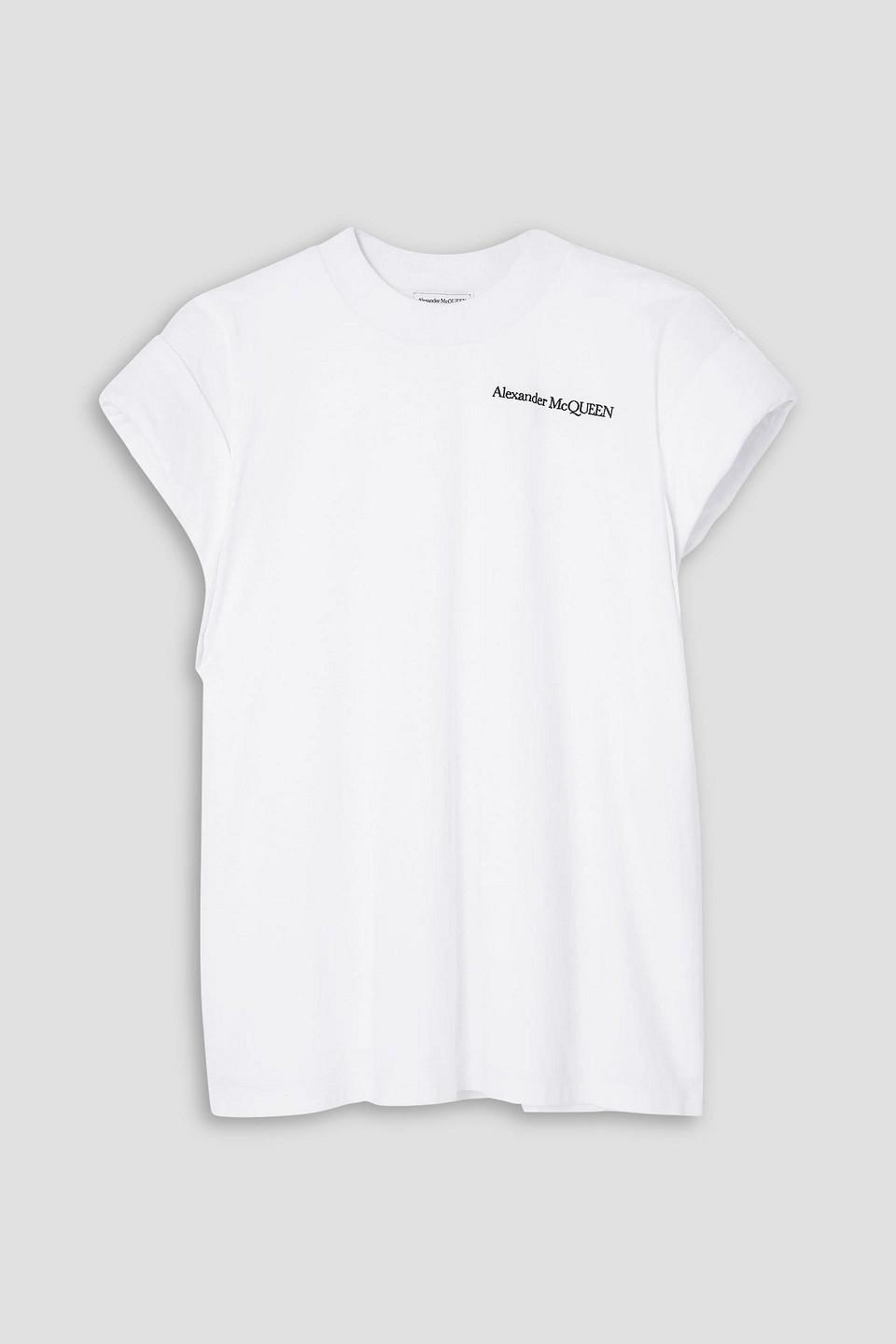 Tシャツ・カットソー ALEXANDER MCQUEEN Women Tops 781403QZALT0900 White WMNS) Alexander McQueen Logo T-Shirt 'White Black' 781403
