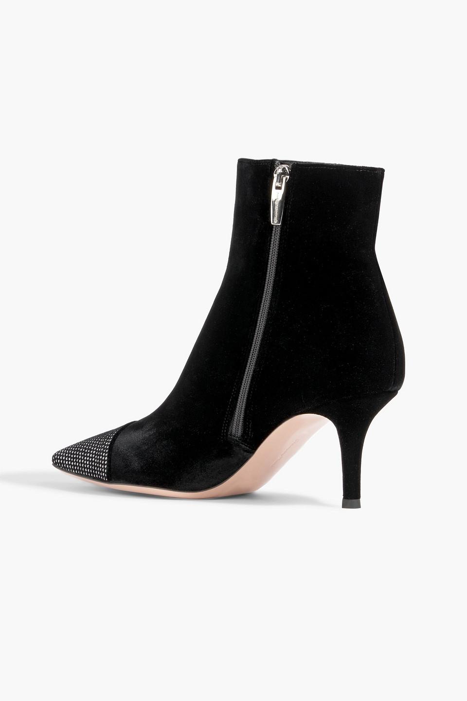 Arrabella Black Velvet Platform Ankle Strap Heels