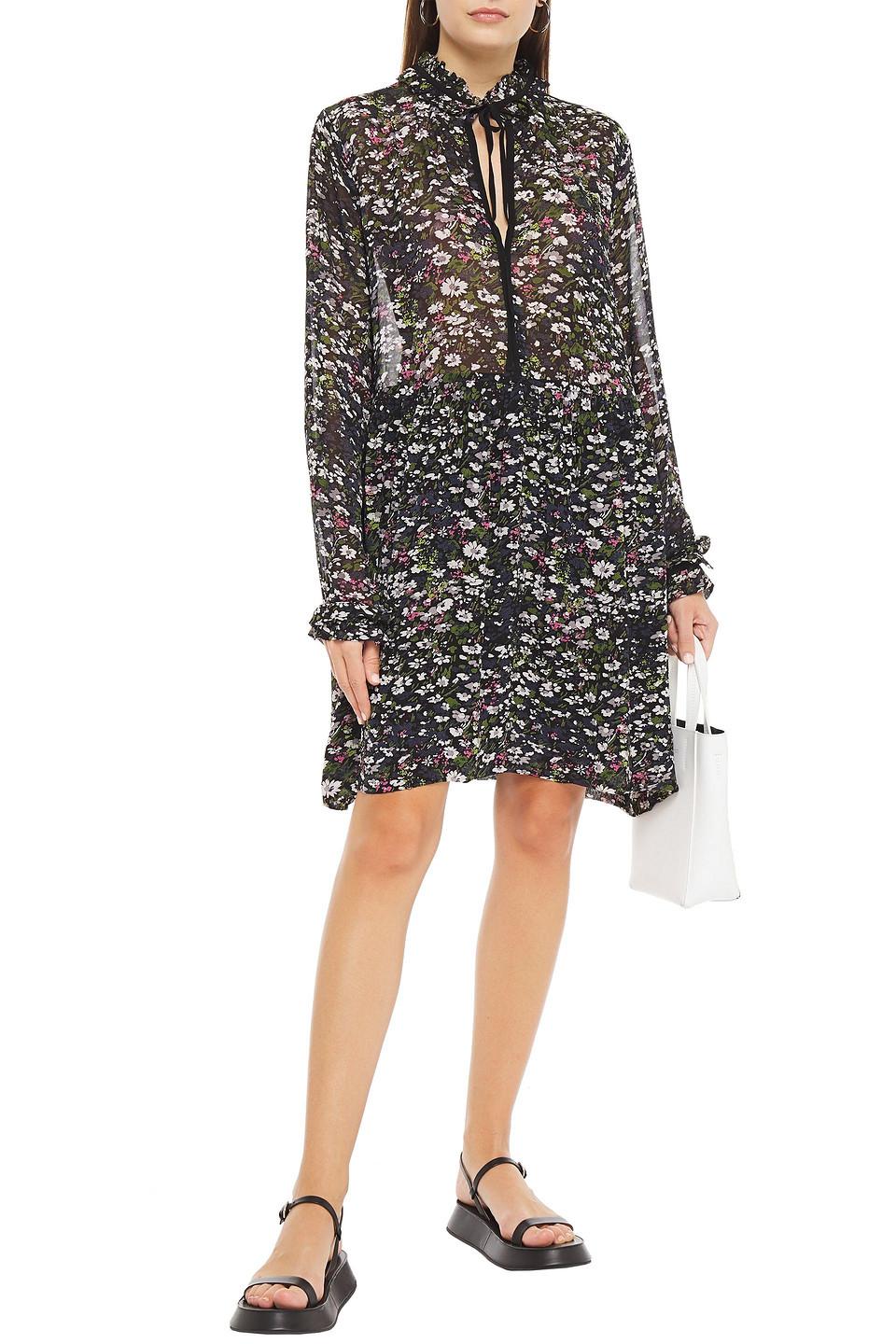 Floral-print Georgette Mini Dress 