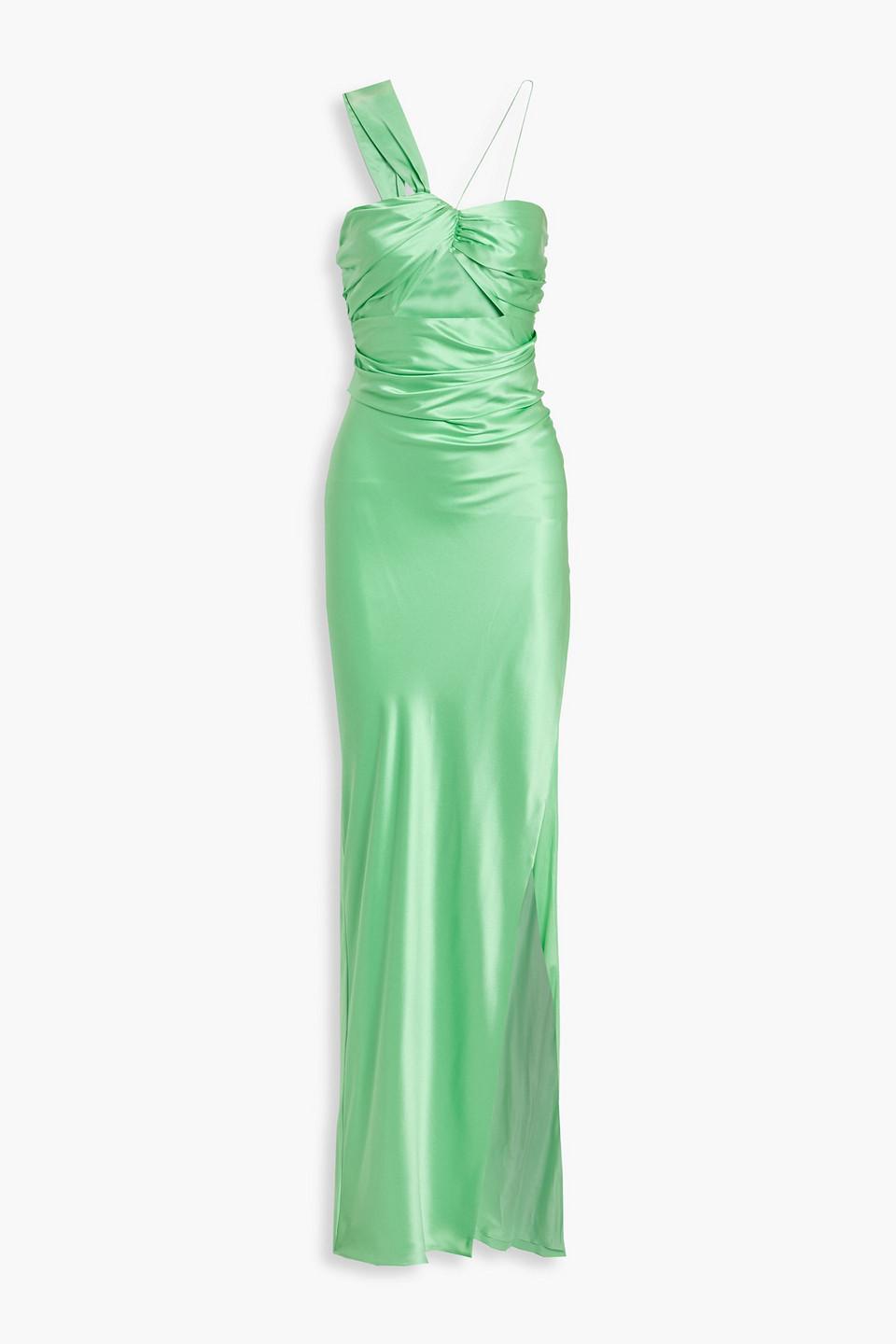 green emerald velvet dress One Shoulder Cut Out Slim Maxi Dress – CHICIDA main image 0