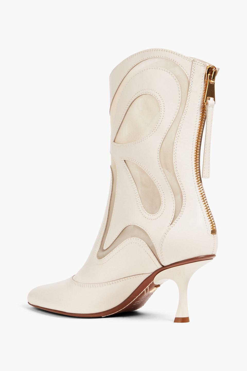 Zimmermann Mesh And Leather Ankle Boots in White Lyst
