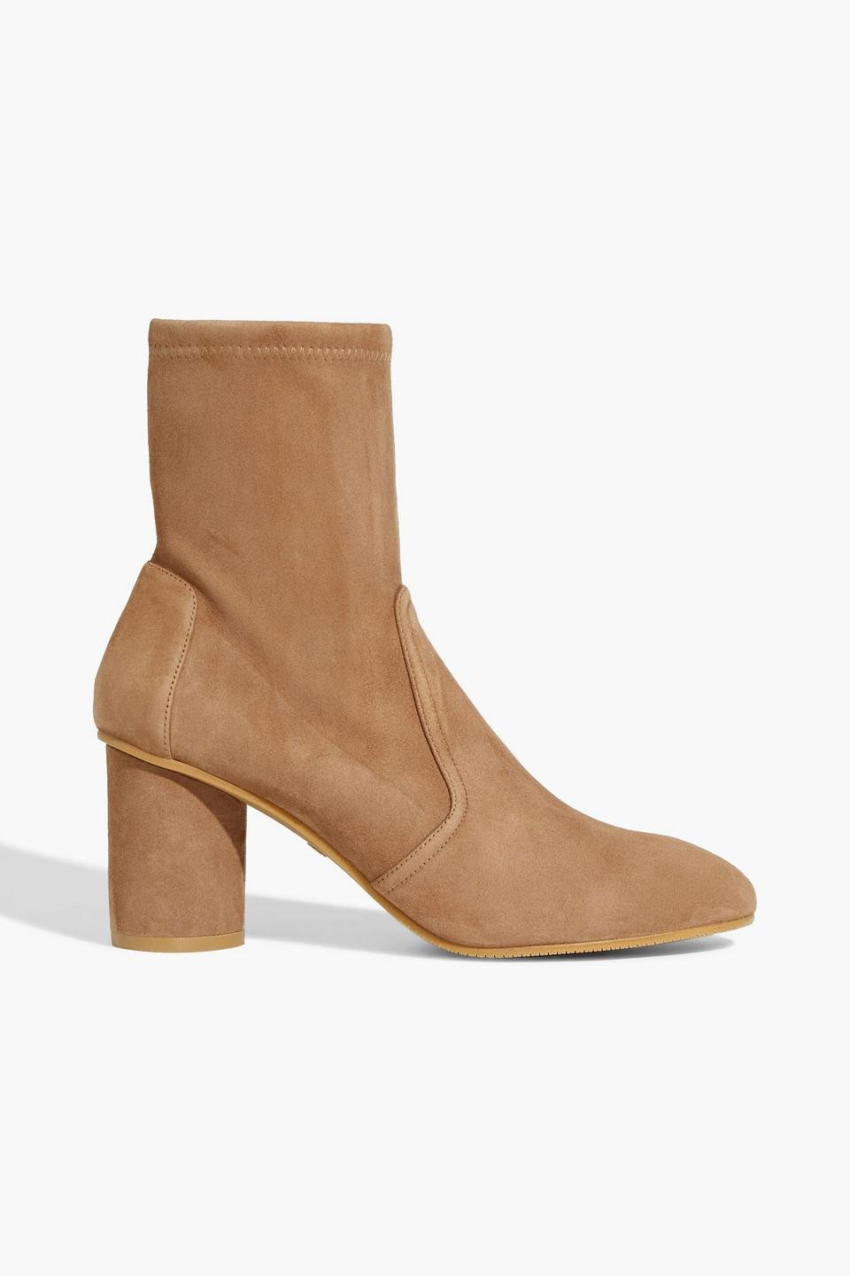 Stuart Weitzman Margot 75 Stretch-suede Sock Boots in Natural | Lyst