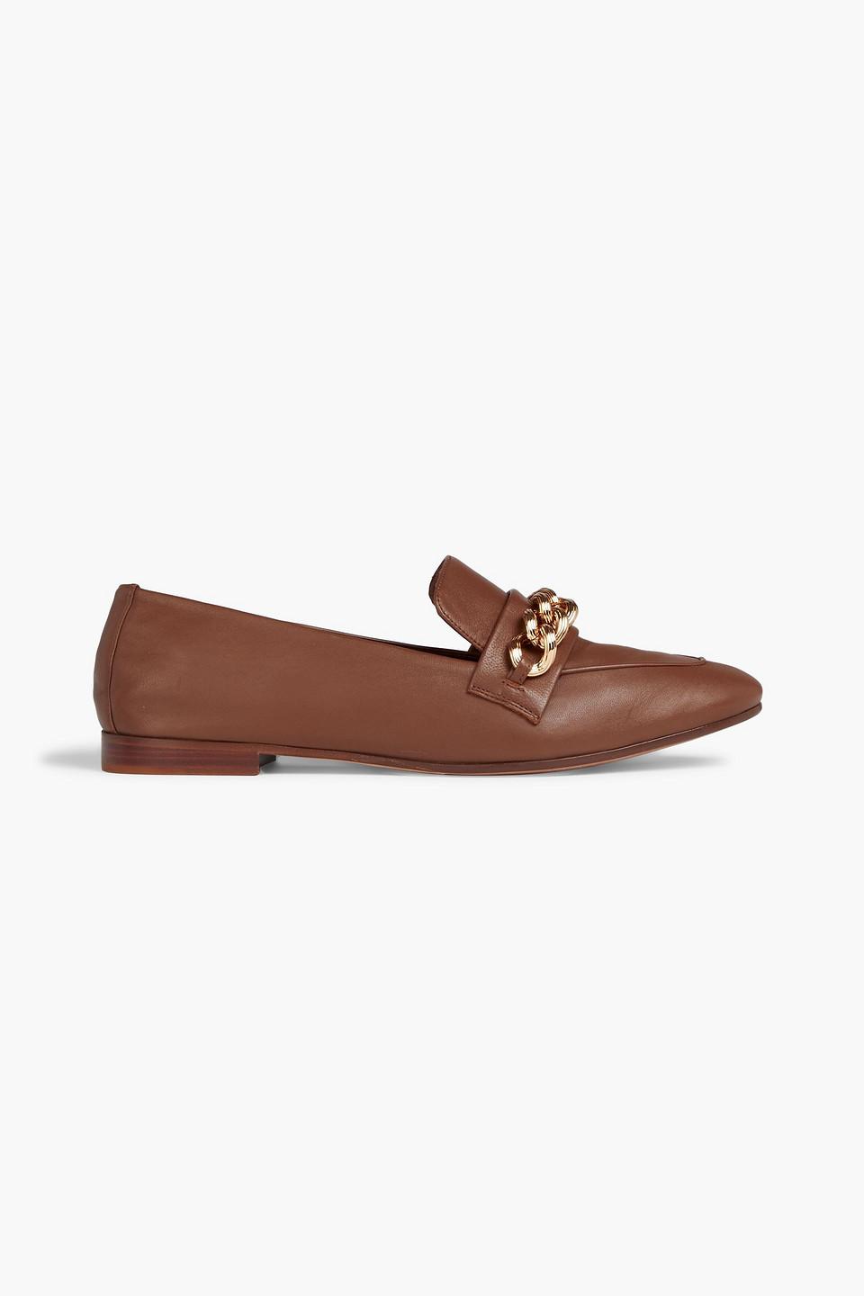 Max Mara Chain-trimmed Loafers in Brown | Lyst