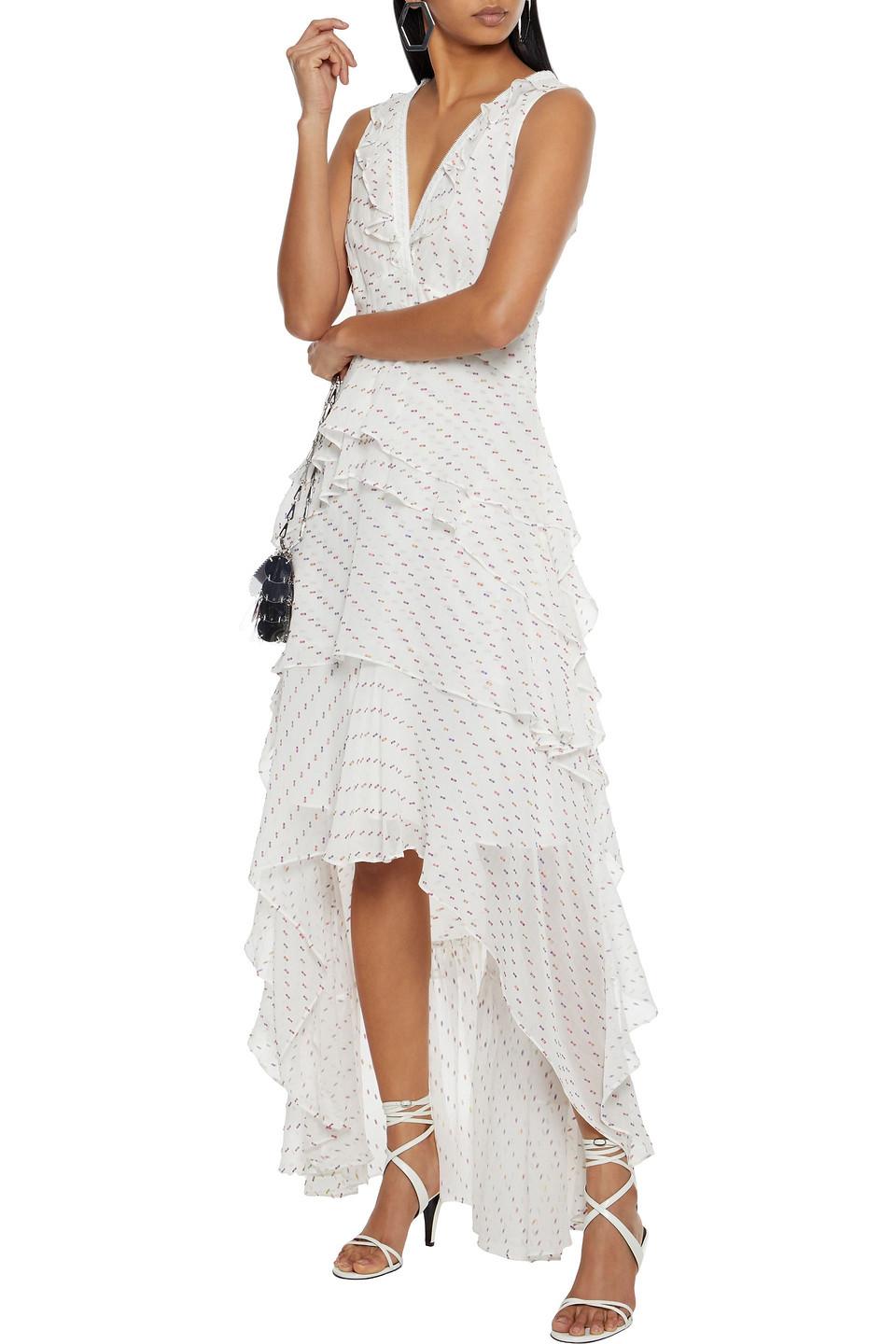 Diane von Furstenberg Bess Asymmetric Tiered Fil Coupé Chiffon Maxi Dress  in White | Lyst